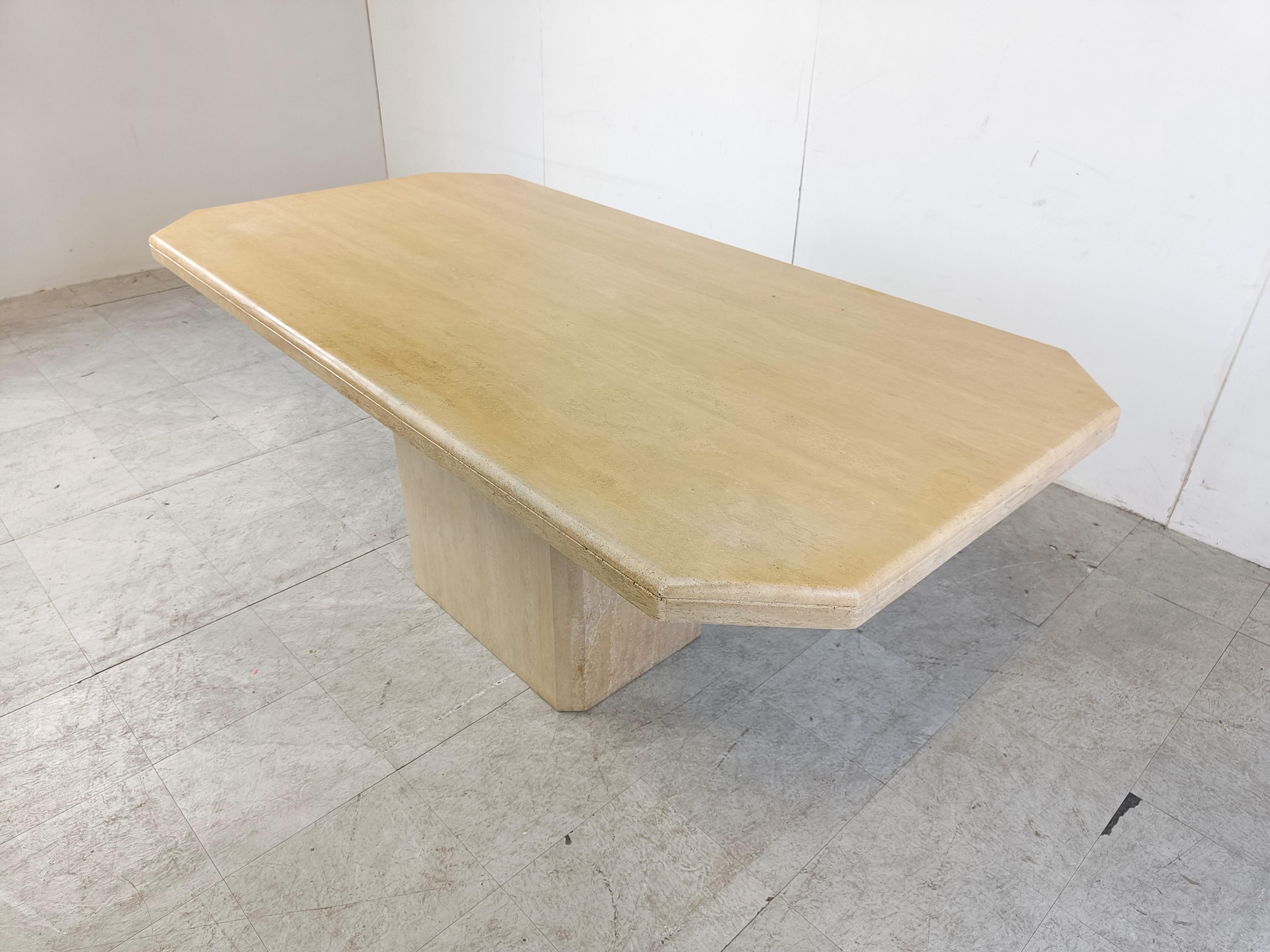 Travertine Vintage travertine dining table, 1970s For Sale