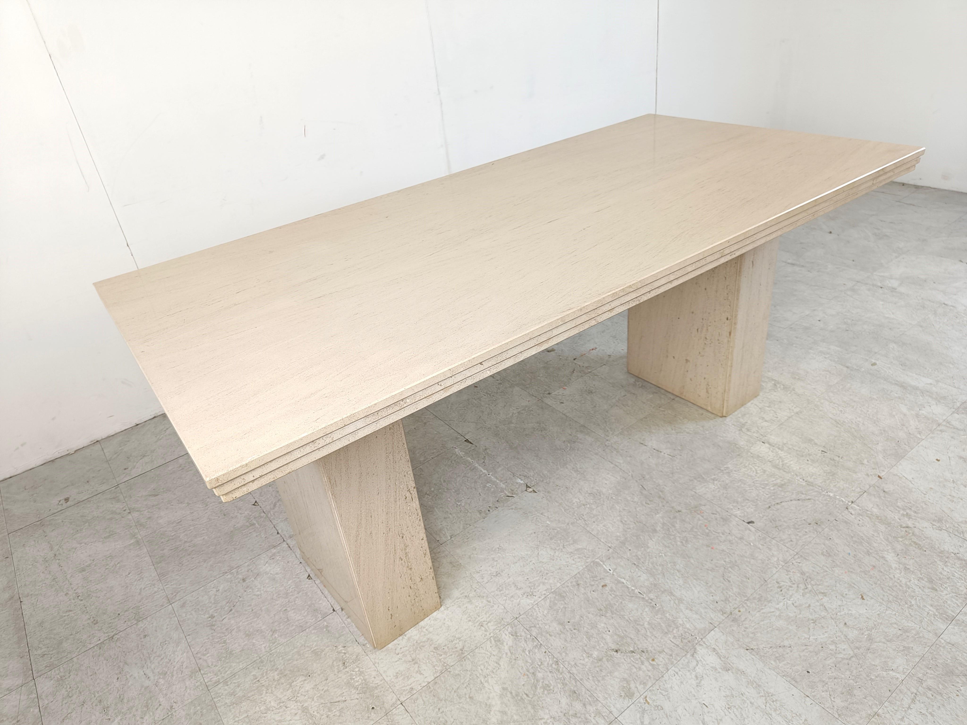 Vintage travertine dining table, 1970s For Sale 1