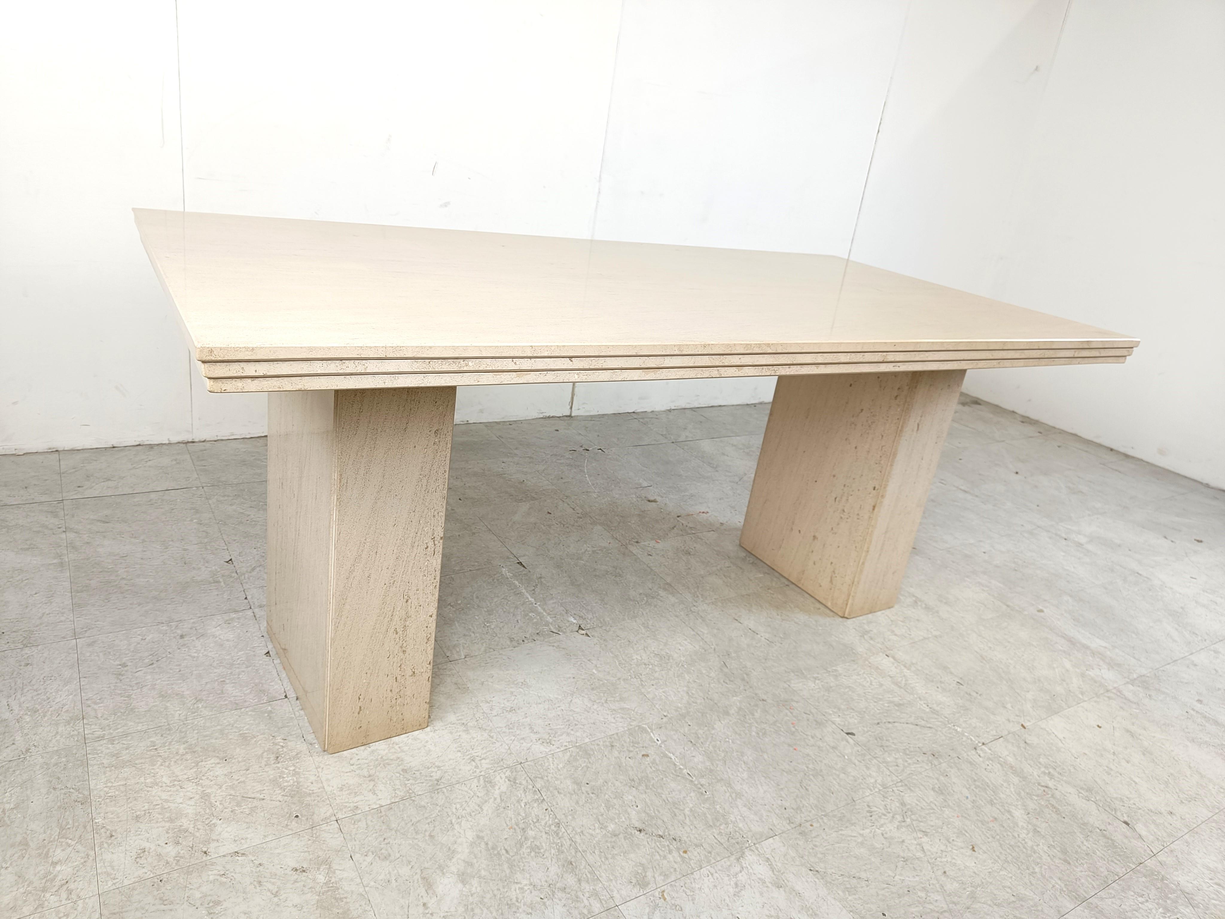 Vintage travertine dining table, 1970s For Sale 2