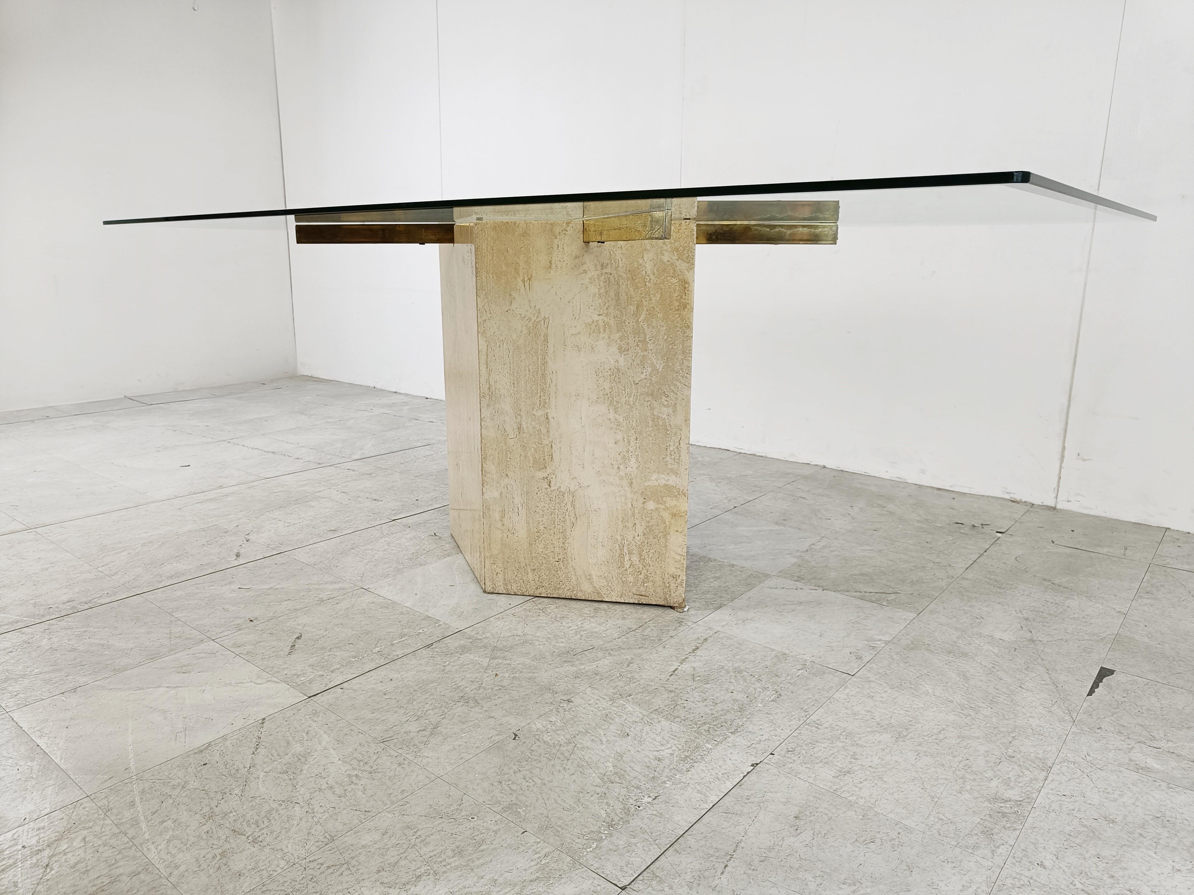 Late 20th Century Vintage Travertine Dining Table by Artedi, 1970s