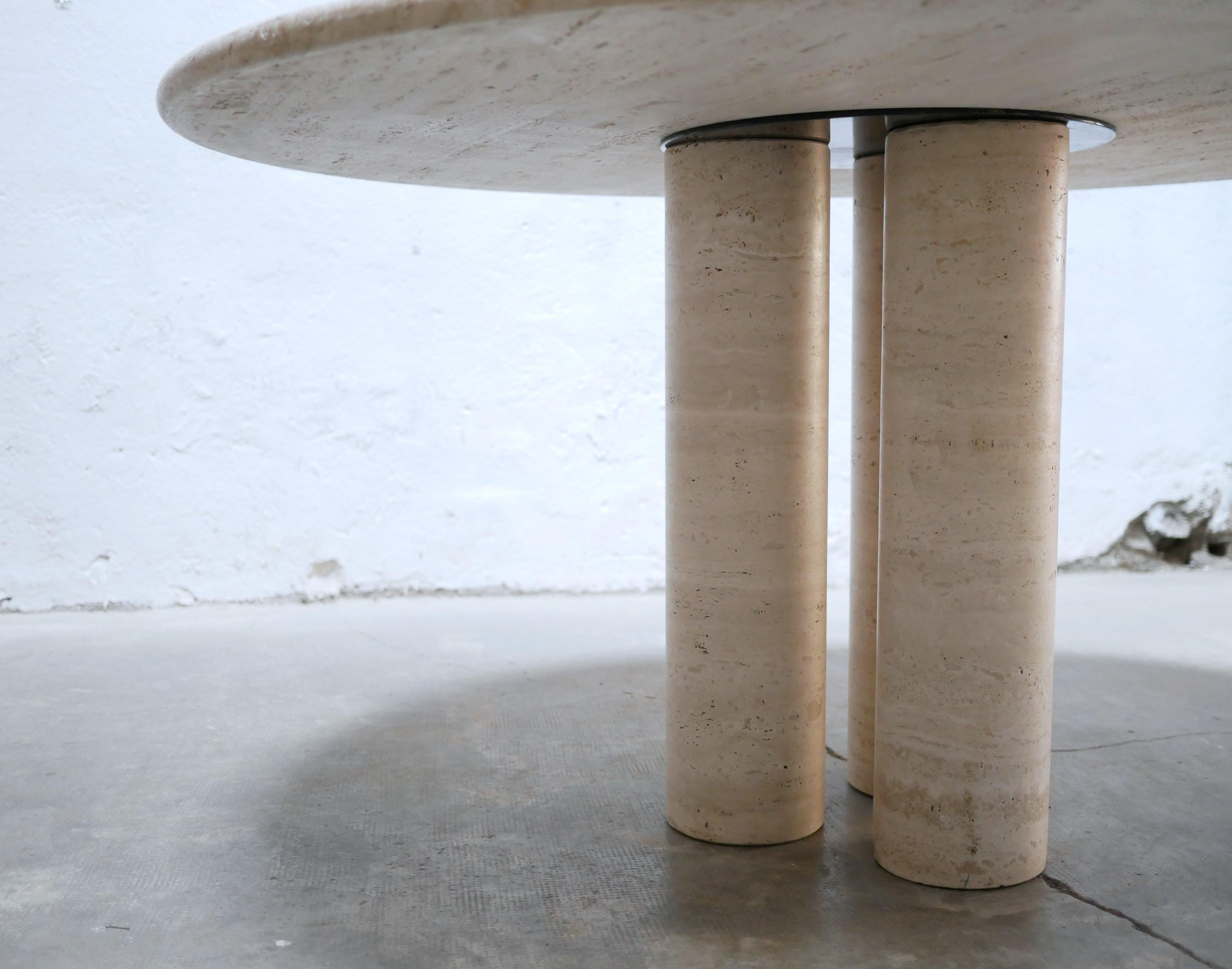 Table à manger vintage en travertin en vente 3