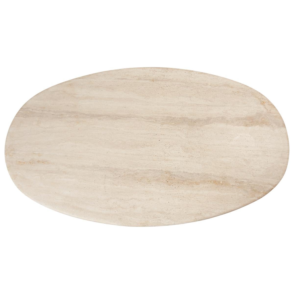 oval travertine dining table