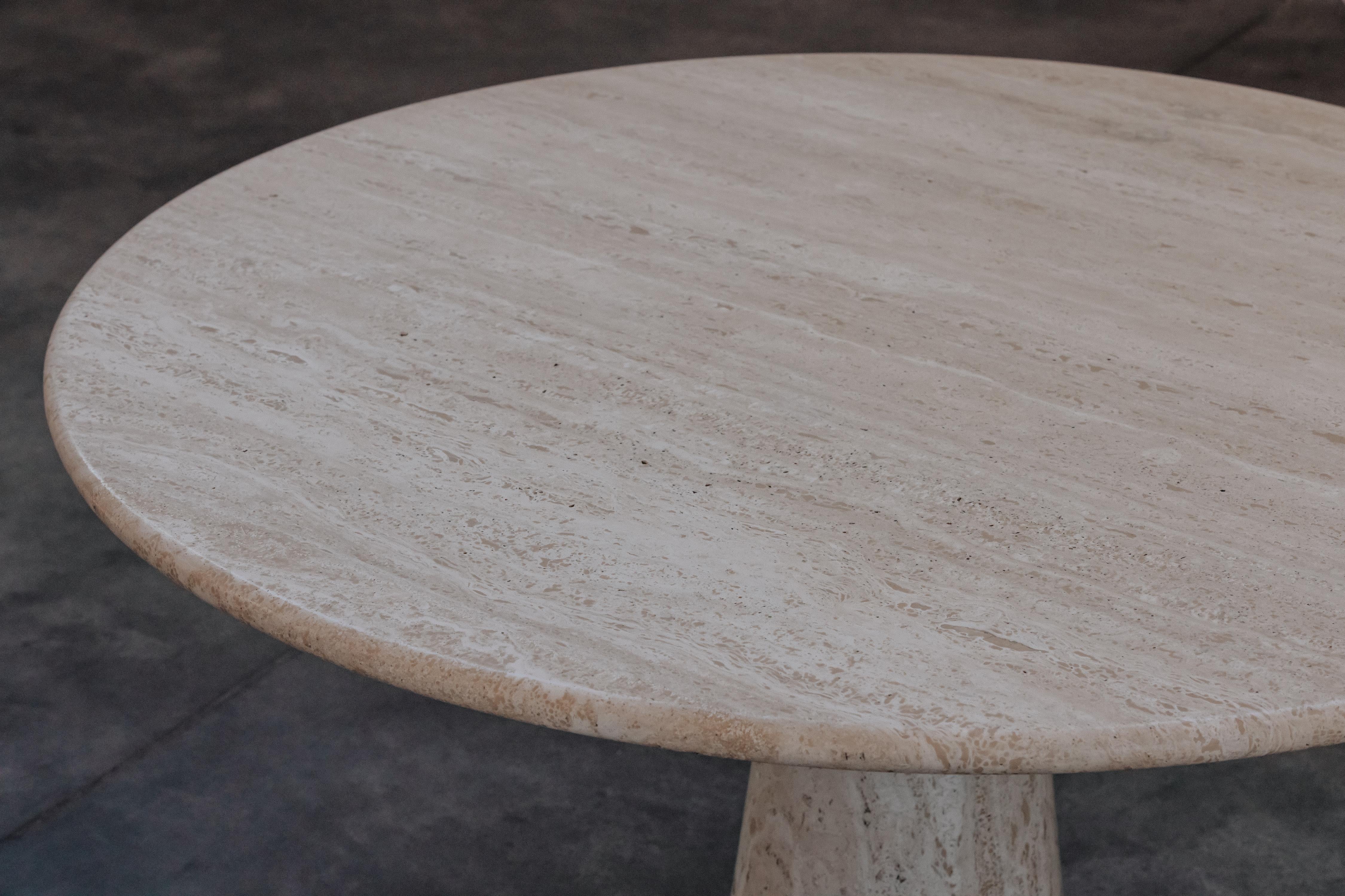 Vintage Travertine Dining Table From Italy, Circa 1970.  Solid travertine construction.  Excellent condition.