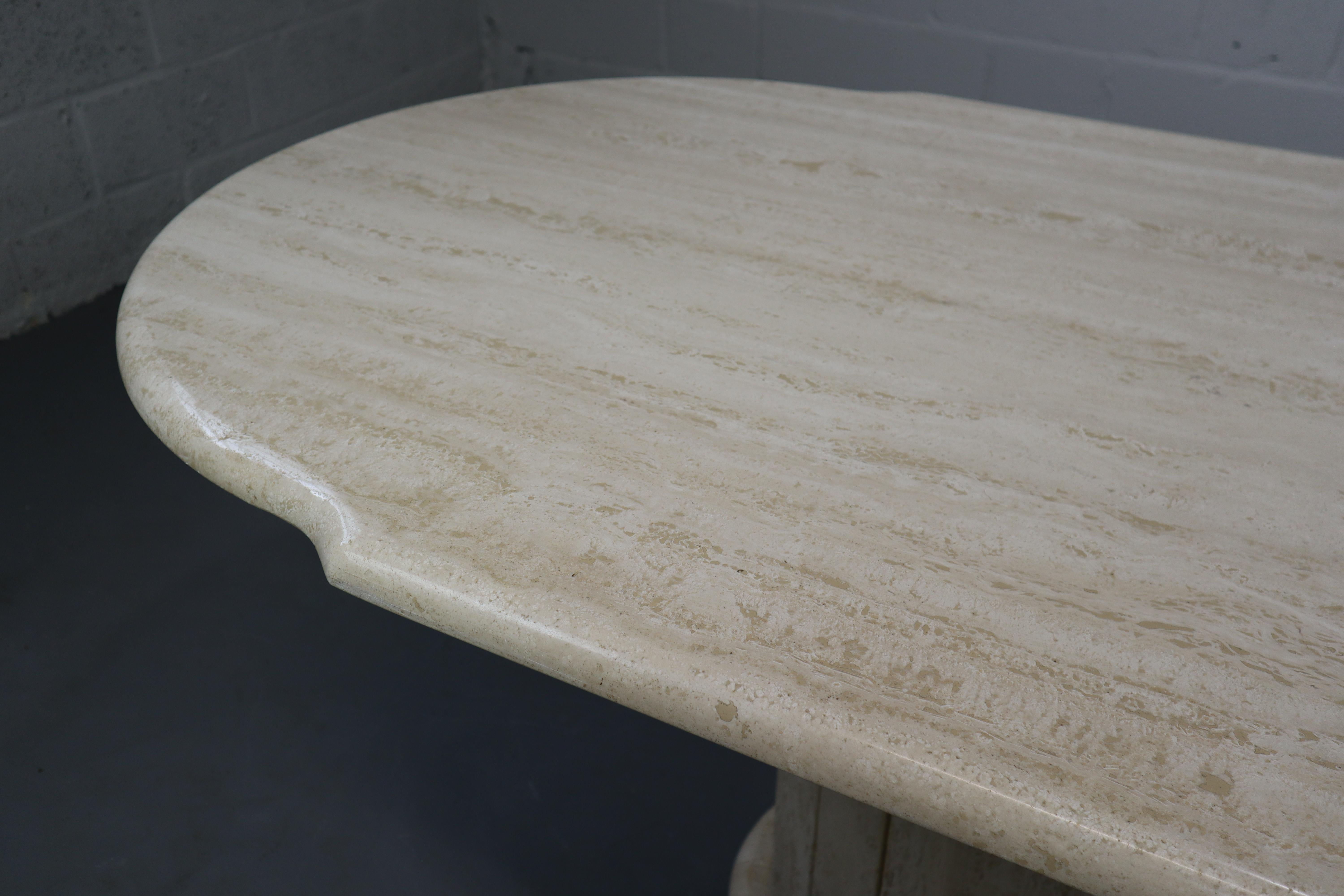 Italian Vintage Travertine dining table, Italy 1970's For Sale
