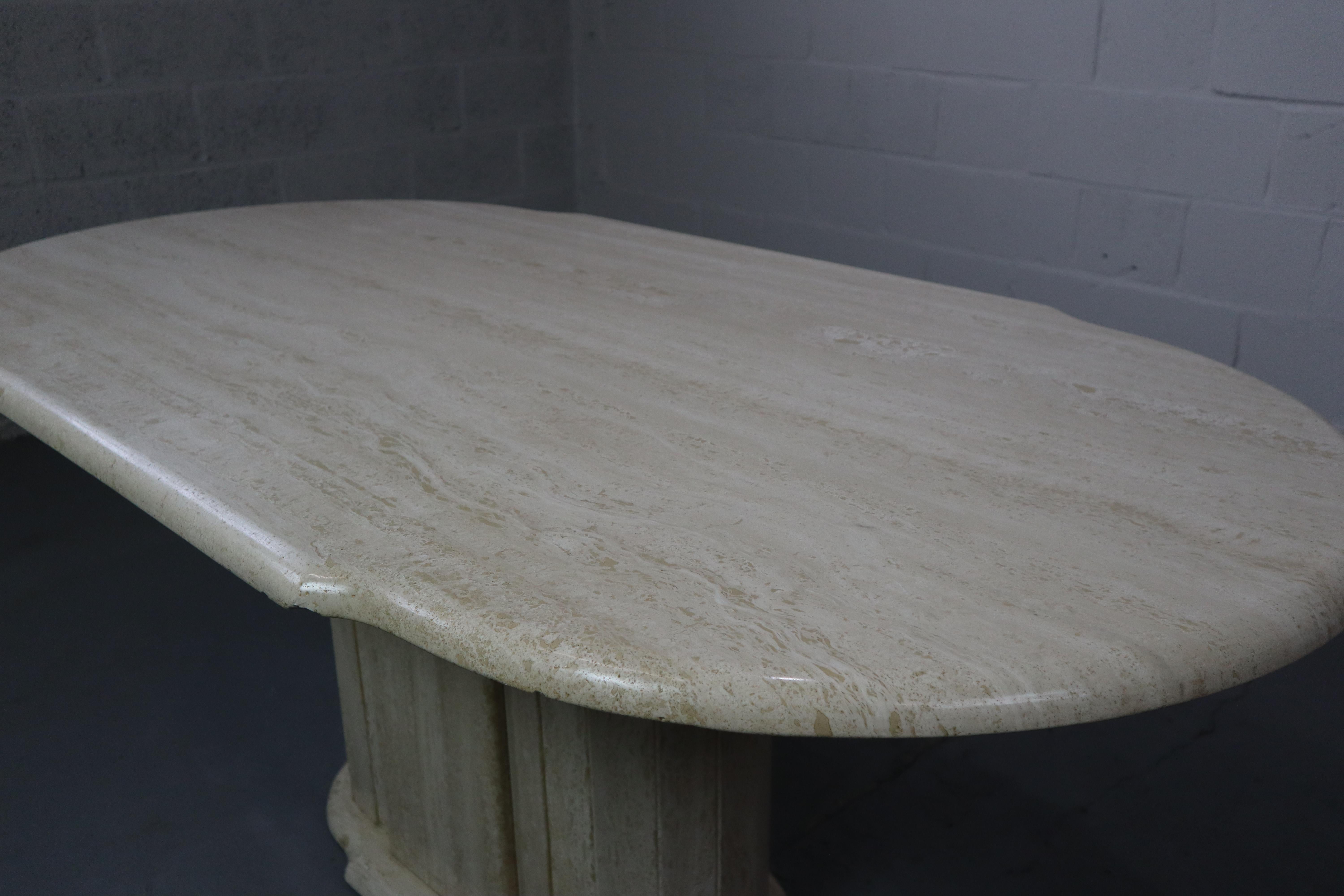 20th Century Vintage Travertine dining table, Italy 1970's For Sale