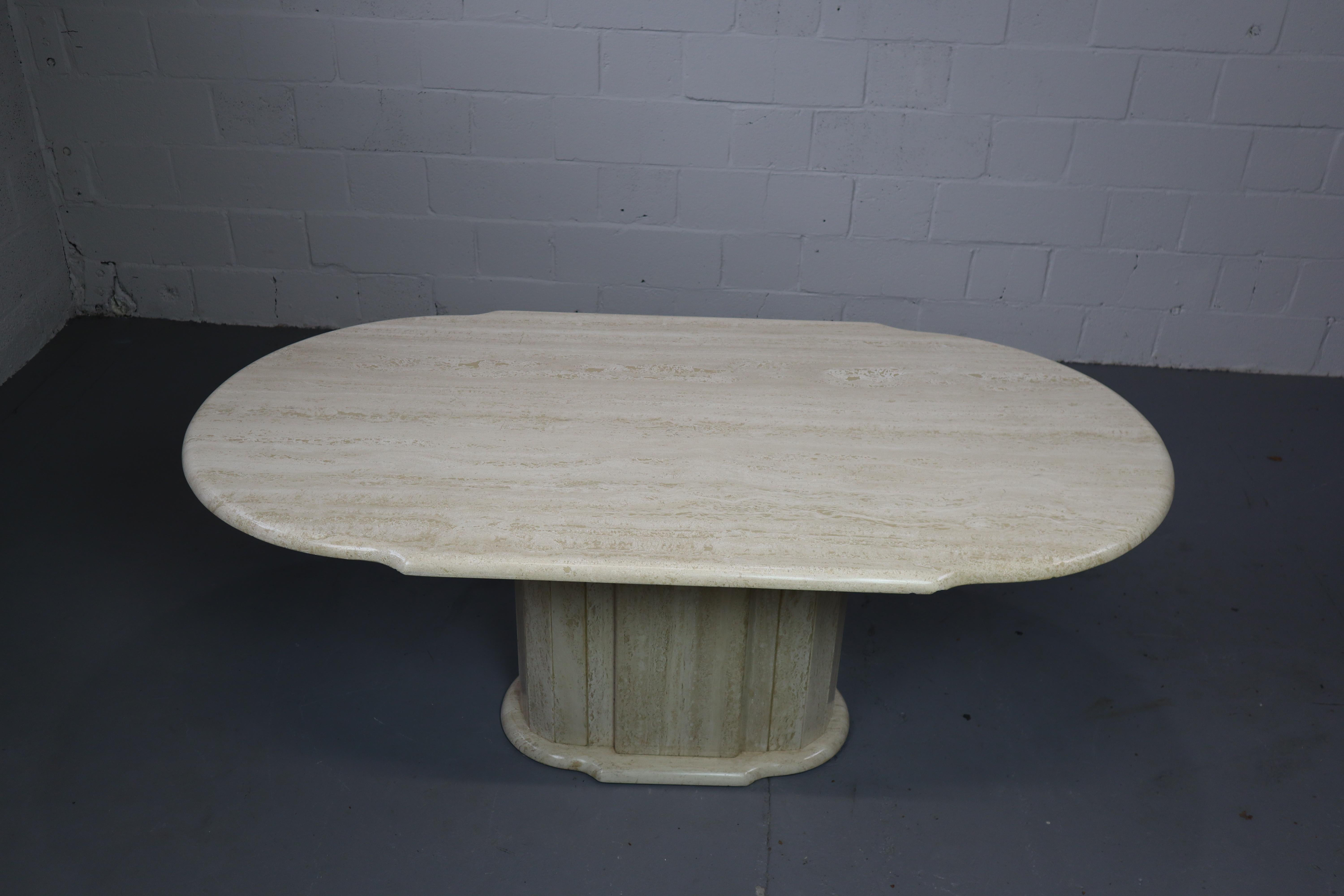 Vintage Travertine dining table, Italy 1970's For Sale 2