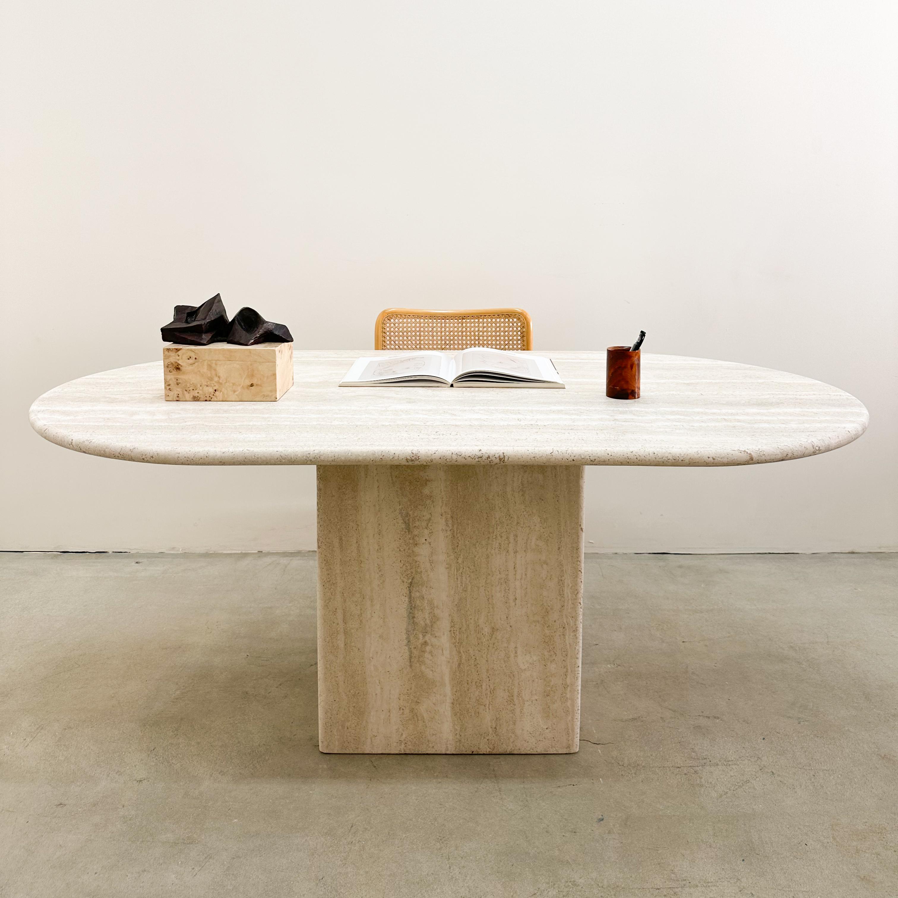 Mid-Century Modern Vintage Travertine Dining Table Or Desk 70s 80s MCM Postmodern