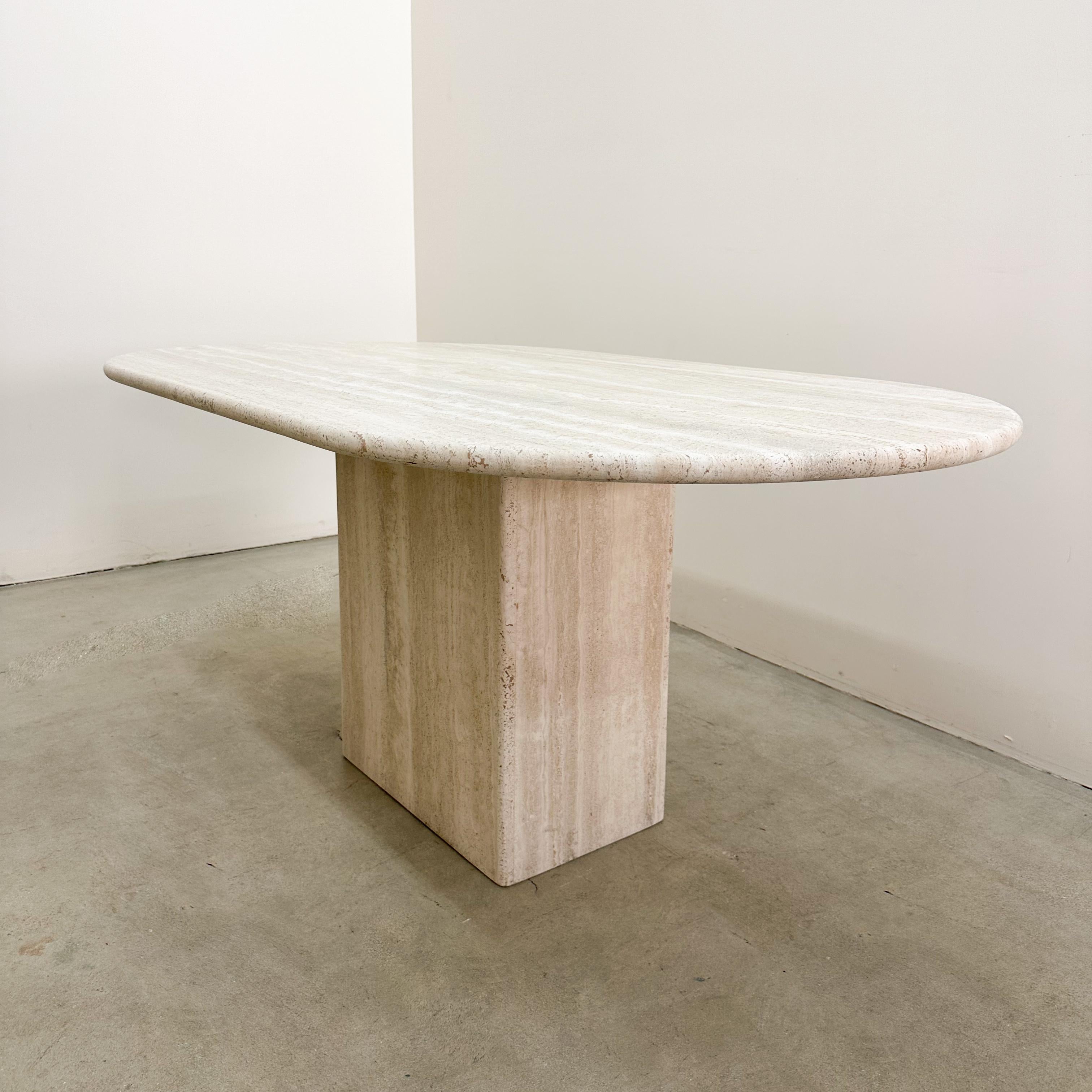 Vintage Travertine Dining Table Or Desk 70s 80s MCM Postmodern 3