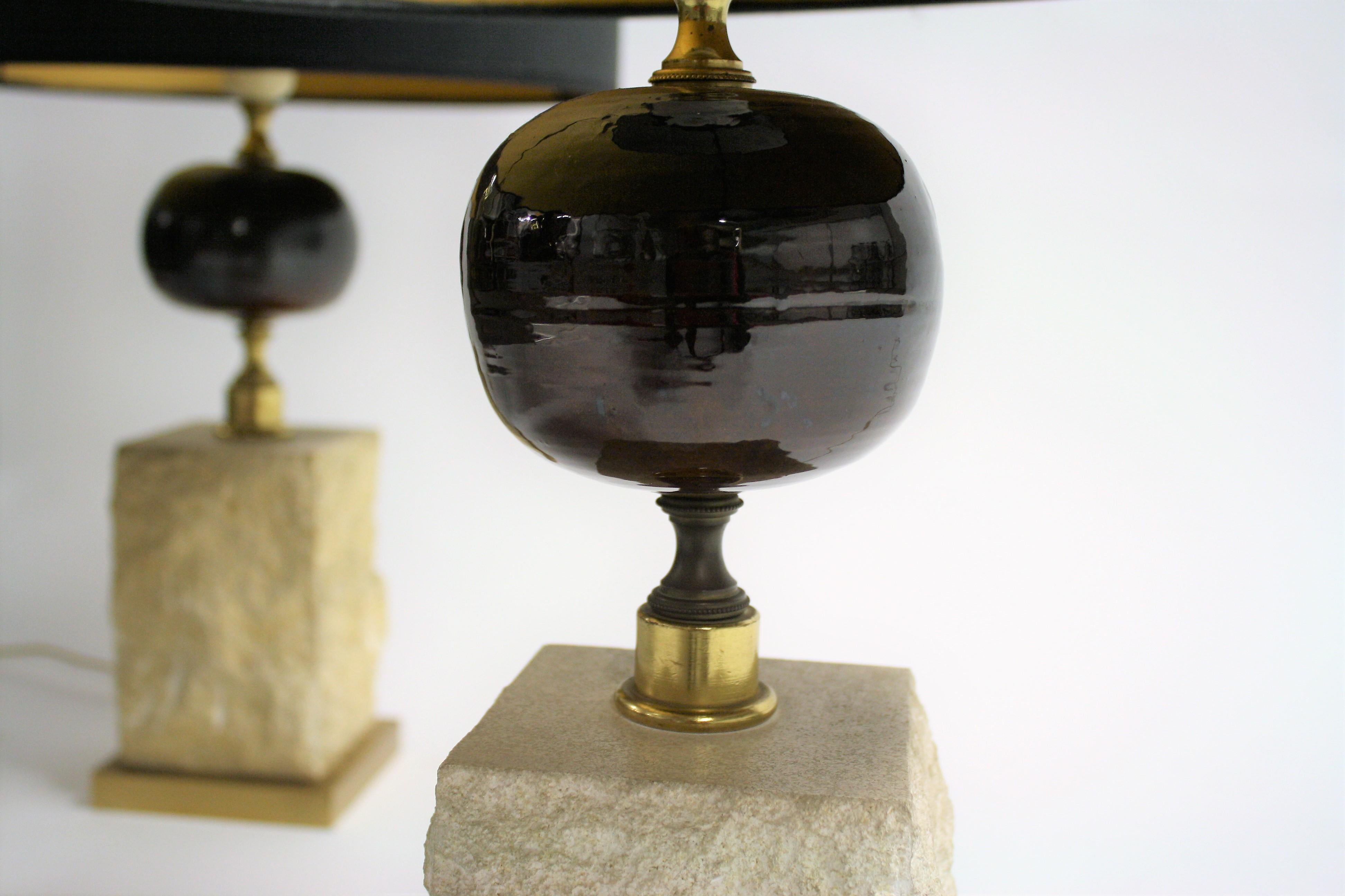 Late 20th Century Vintage Travertine Egg Table Lamp, 1970s