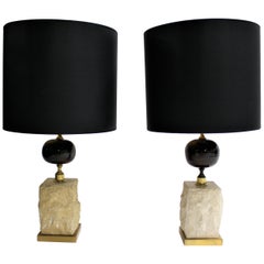 Vintage Travertine Egg Table Lamp, 1970s