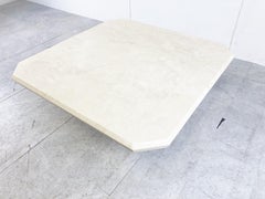 Vintage Travertine Hidden Bar Coffee Table, 1970s