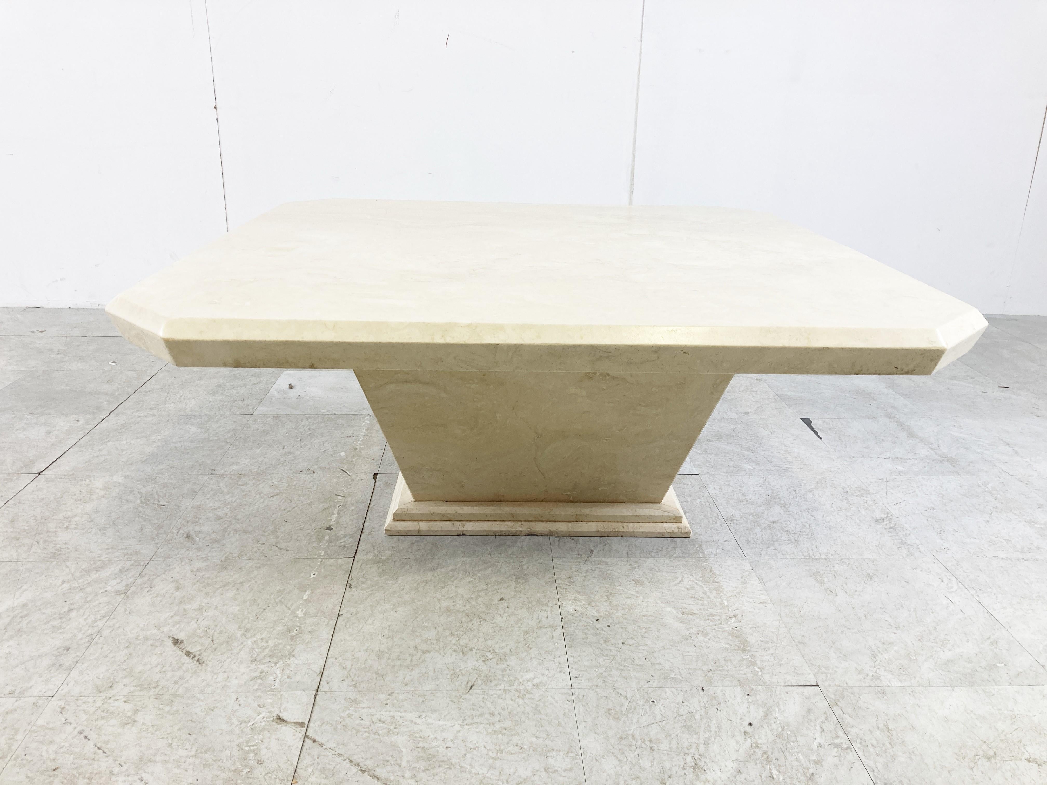 Italian Vintage Travertine Hidden Bar Coffee Table, 1970s For Sale