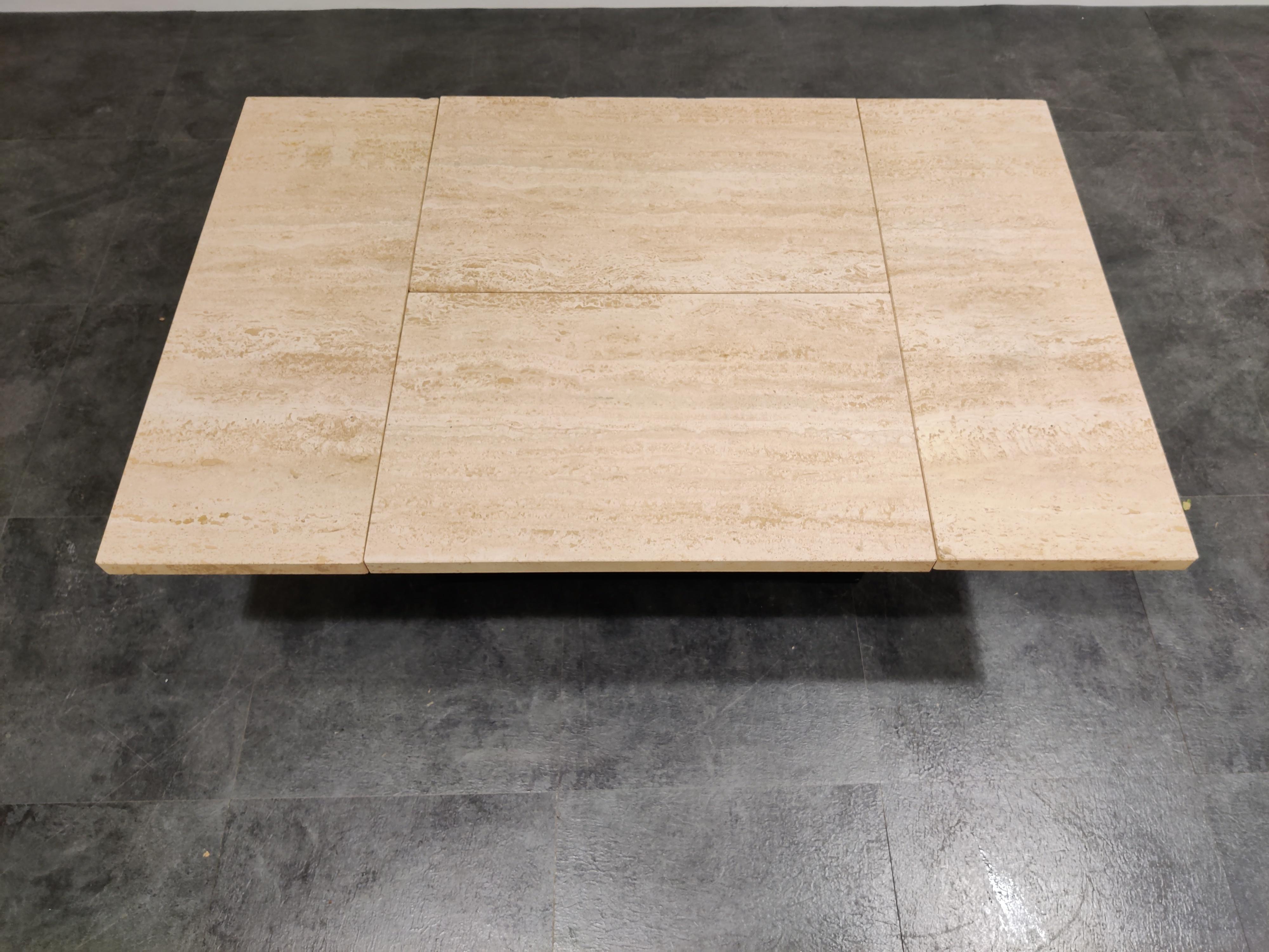 Vintage Travertine Hidden Bar Coffee Table, 1970s For Sale 1