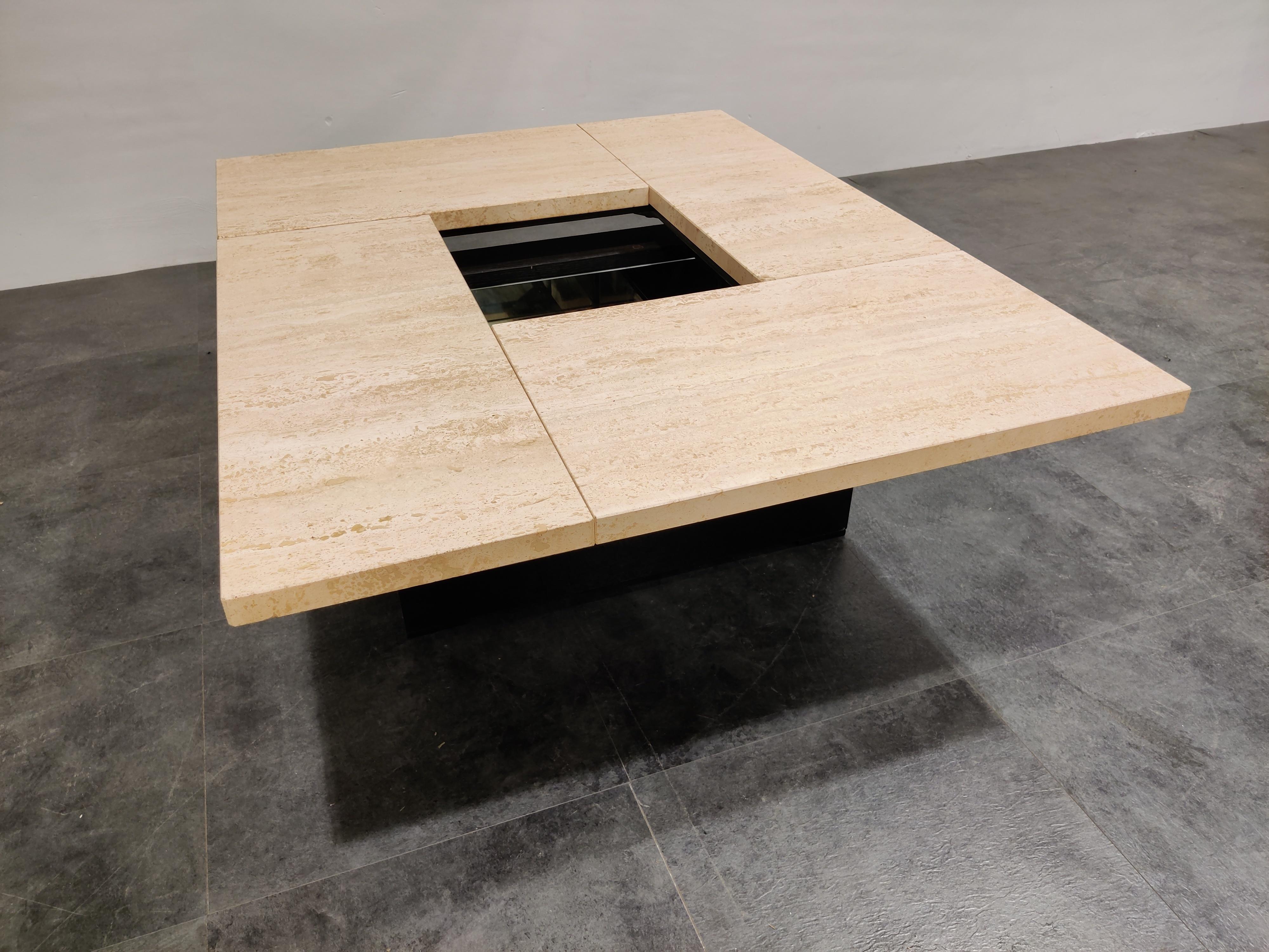 Vintage Travertine Hidden Bar Coffee Table, 1970s For Sale 2