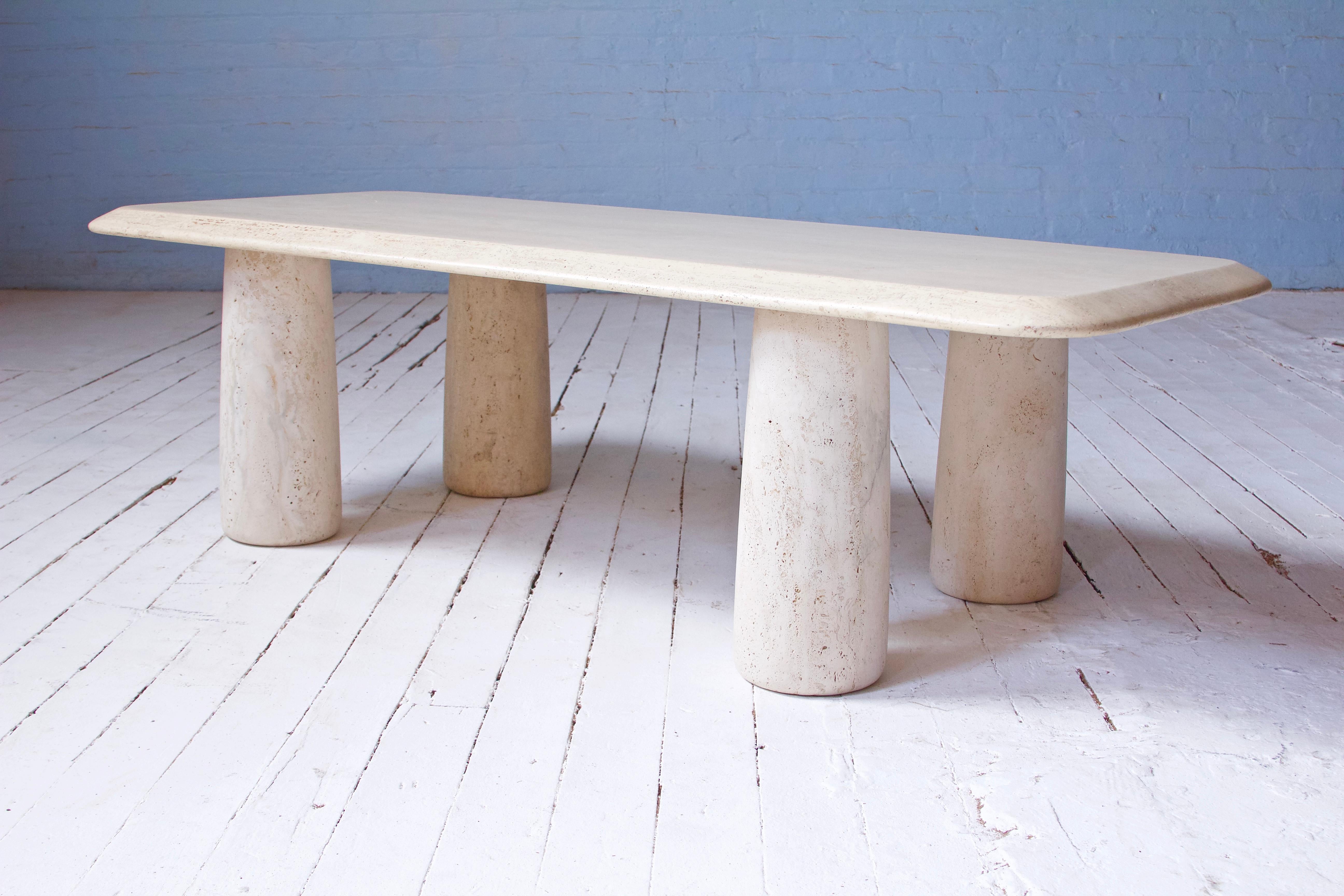 Vintage Travertine Coffee Table in the Style of Mario Bellini, Italy, 1970s 3