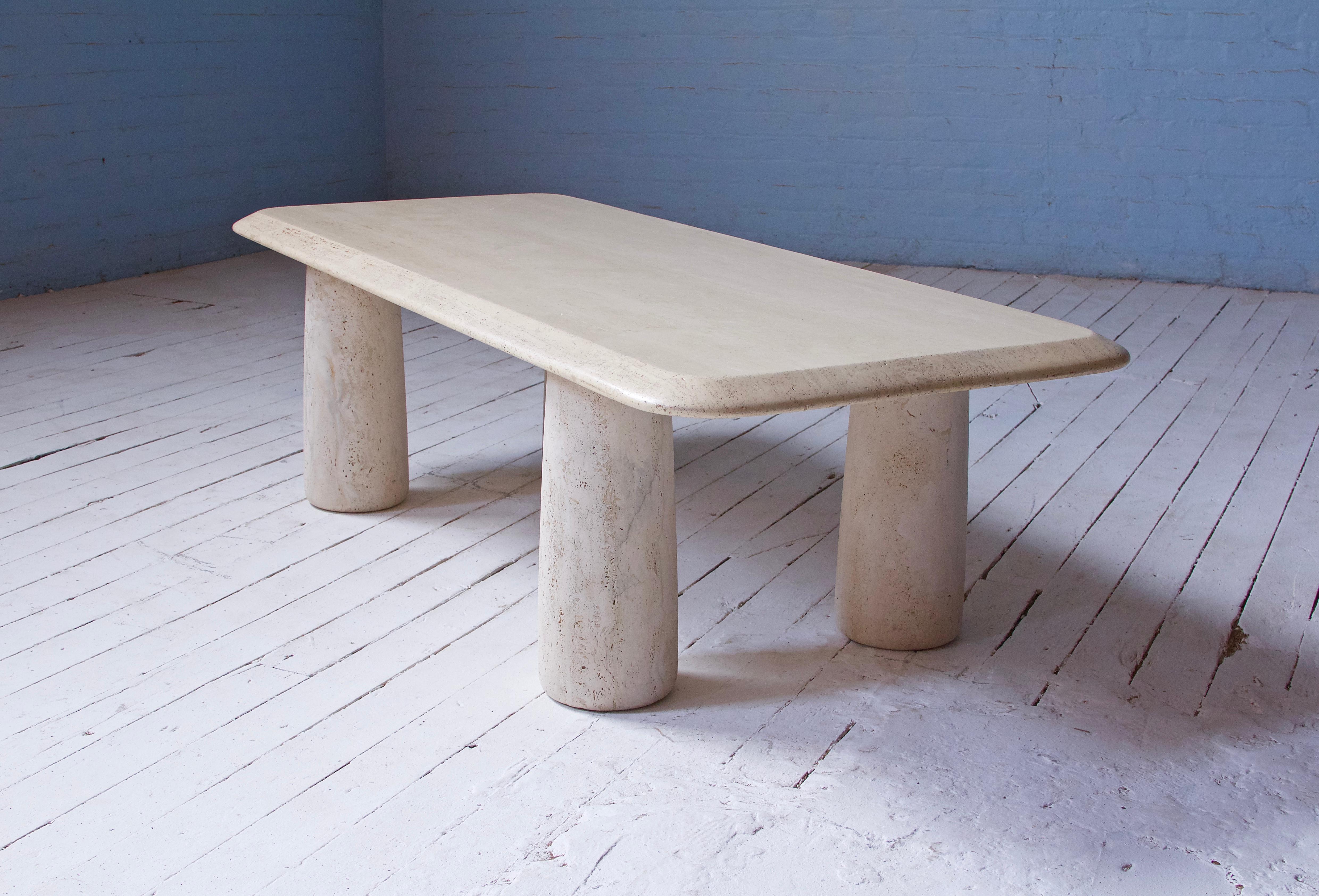 Italian Vintage Travertine Coffee Table in the Style of Mario Bellini, Italy, 1970s