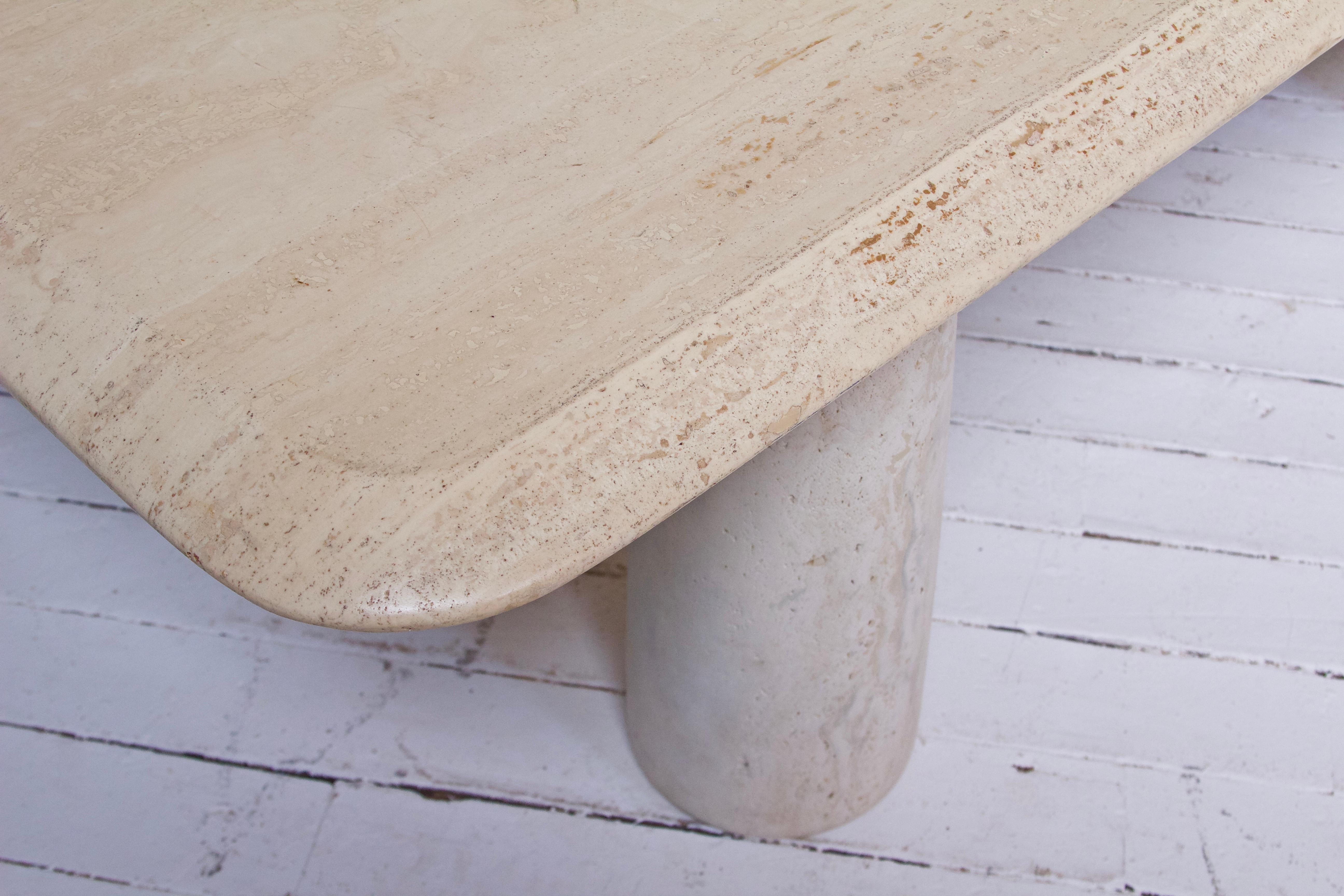 Late 20th Century Vintage Travertine Coffee Table in the Style of Mario Bellini, Italy, 1970s