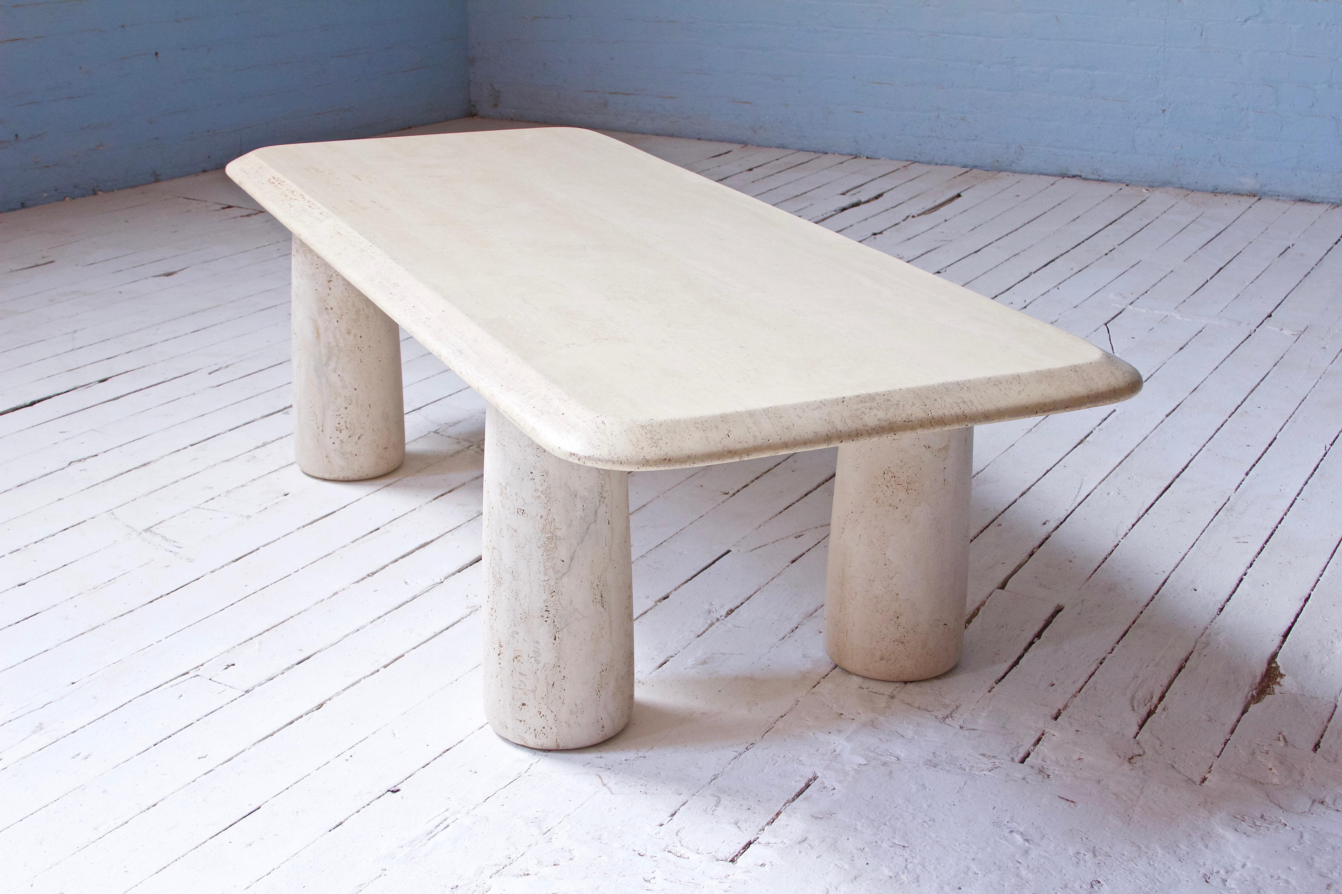 Vintage Travertine Coffee Table in the Style of Mario Bellini, Italy, 1970s 1