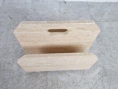 Vintage Travertine Magazine Holder, 1970s