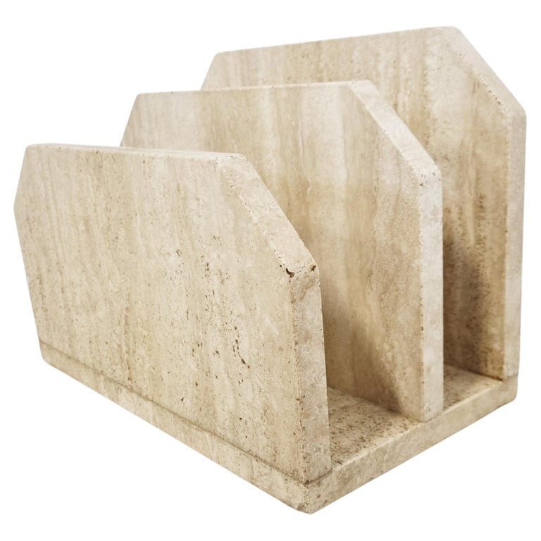 Vintage Travertine Magazine Holder, 1970s at 1stDibs