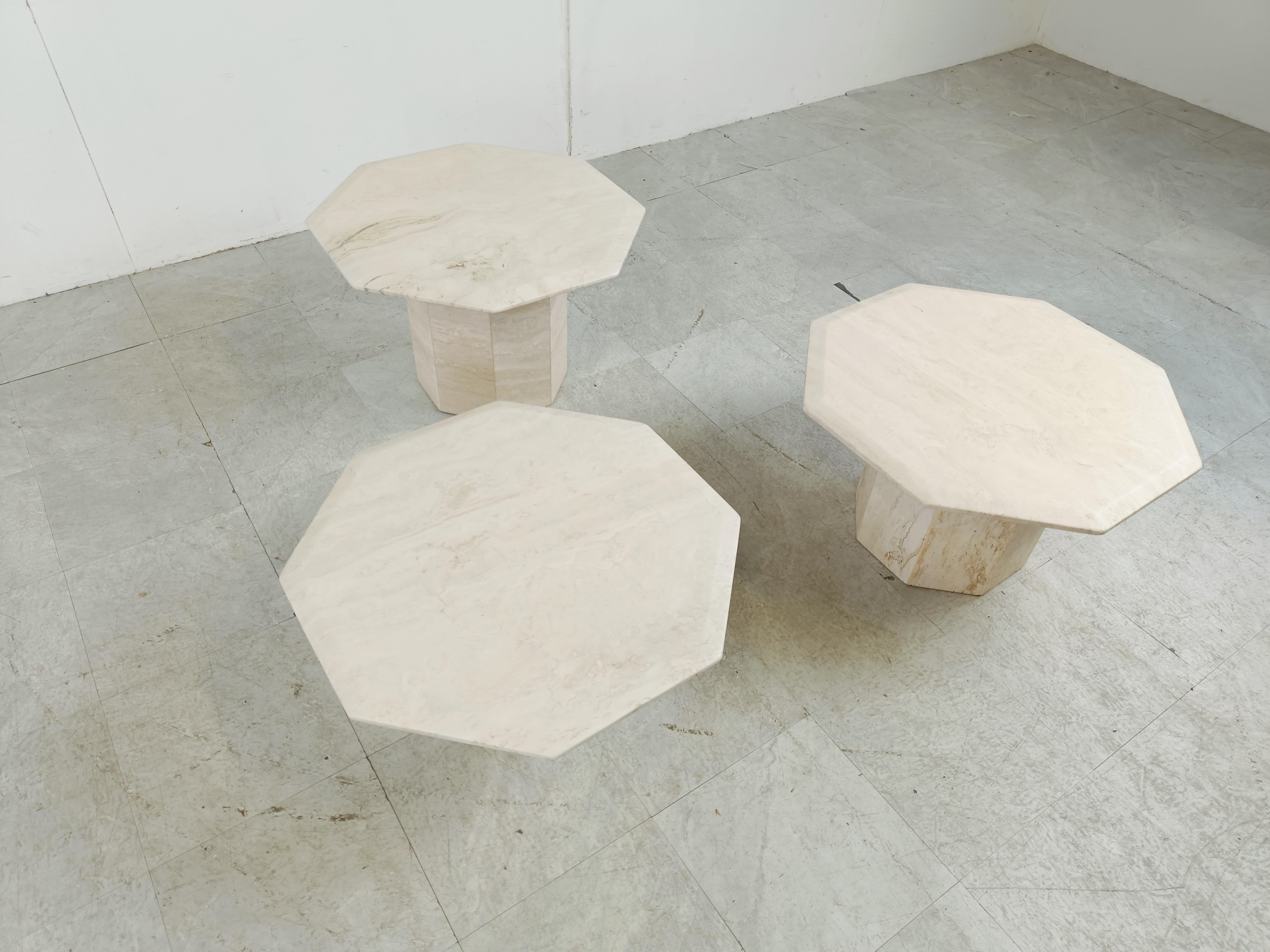 Late 20th Century Vintage travertine nesting or side tables, 1970s 