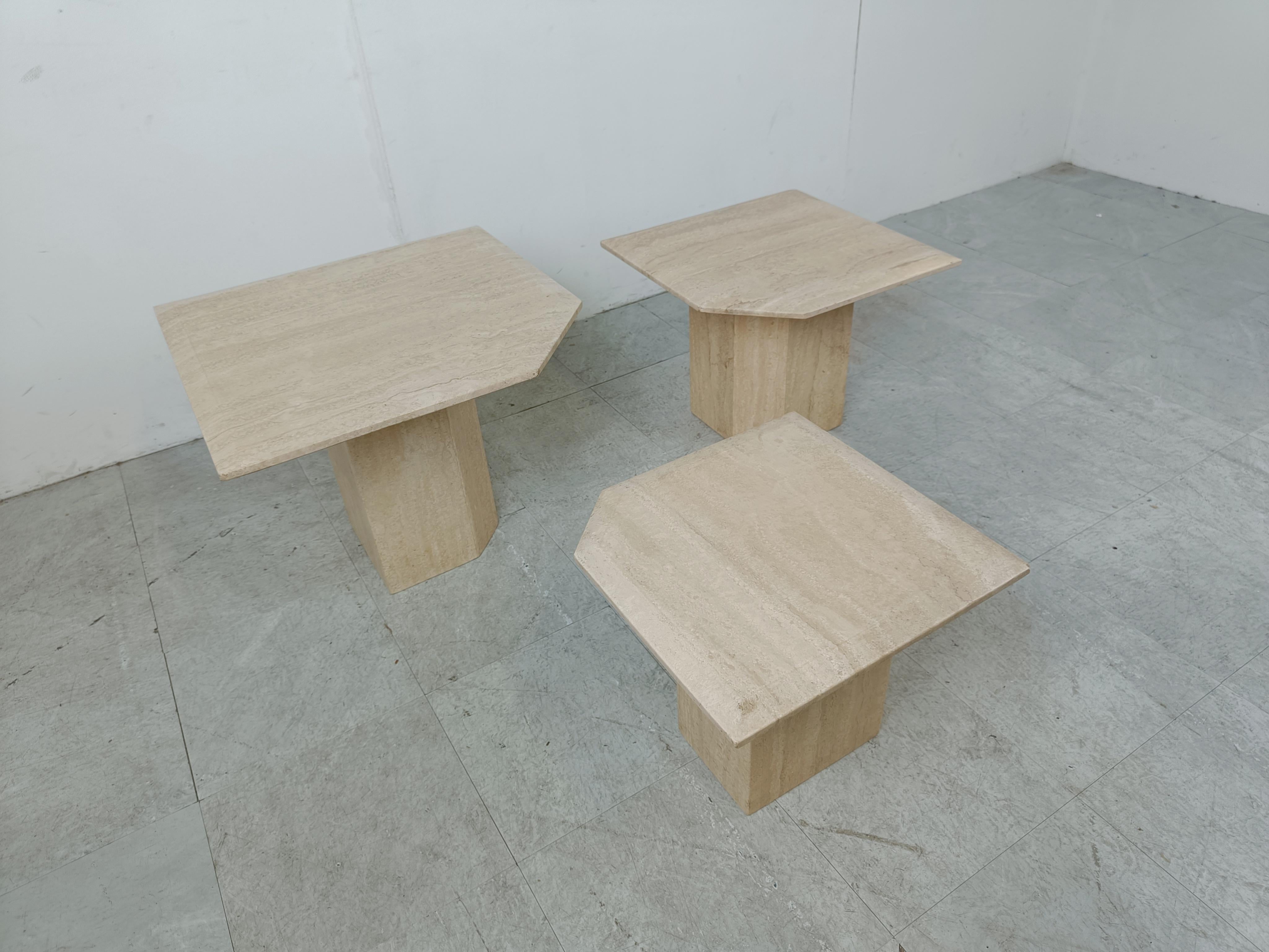 Vintage travertine nesting tables or side tables, 1970s 3