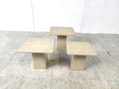 Vintage travertine nesting tables or side tables, 1970s