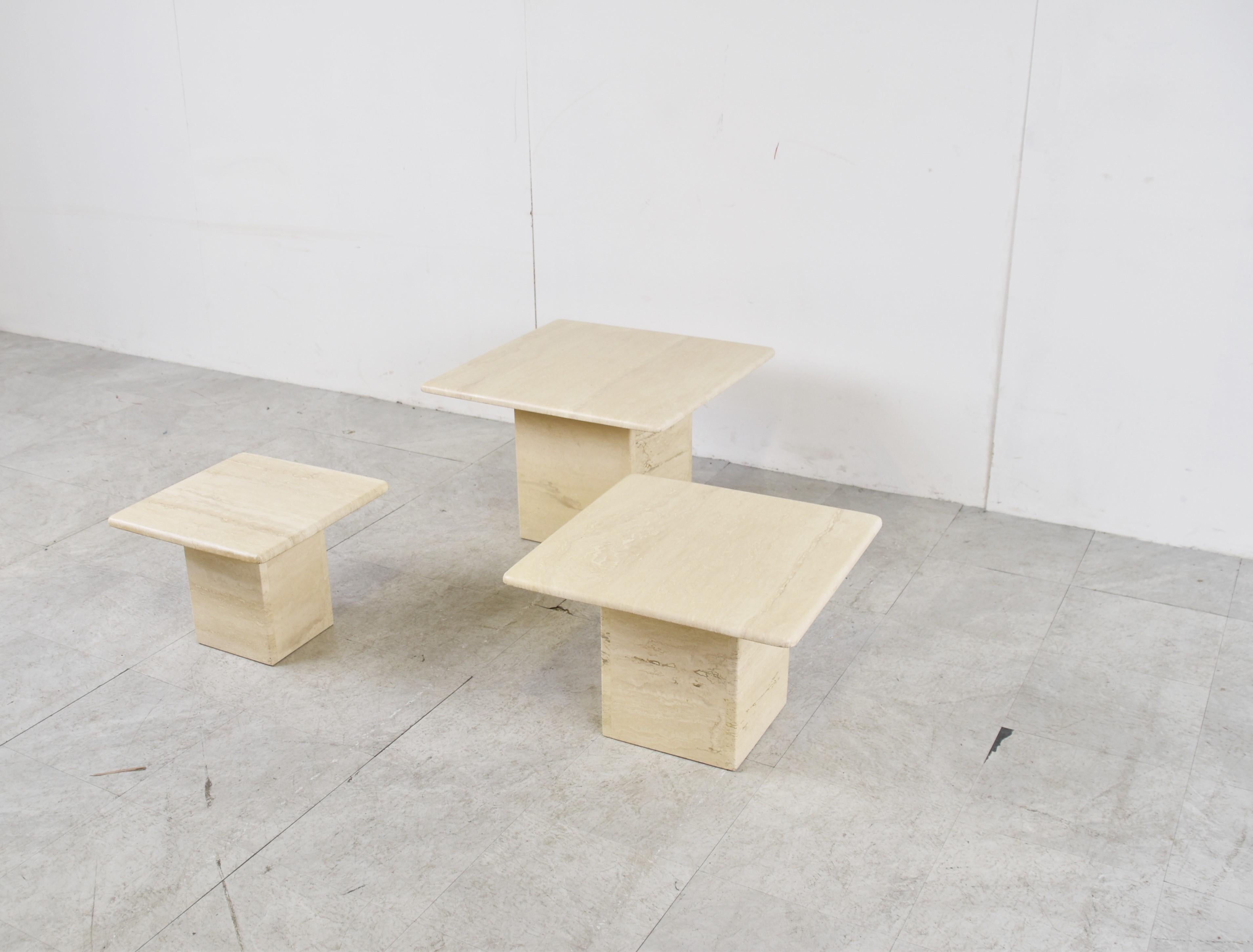 Italian Vintage travertine nesting tables or side tables, 1970s
