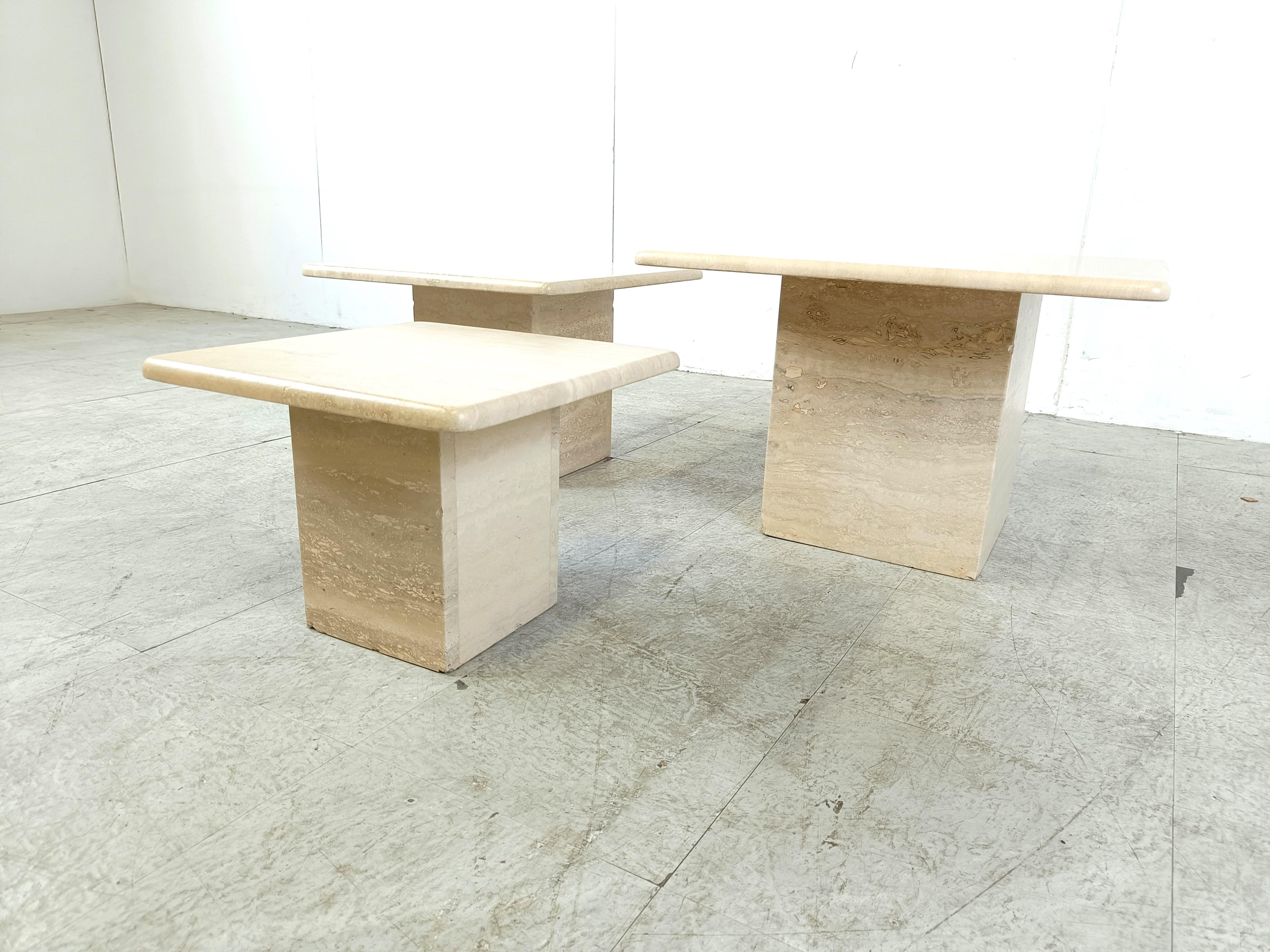 Mid-Century Modern Vintage travertine nesting tables or side tables, 1970s