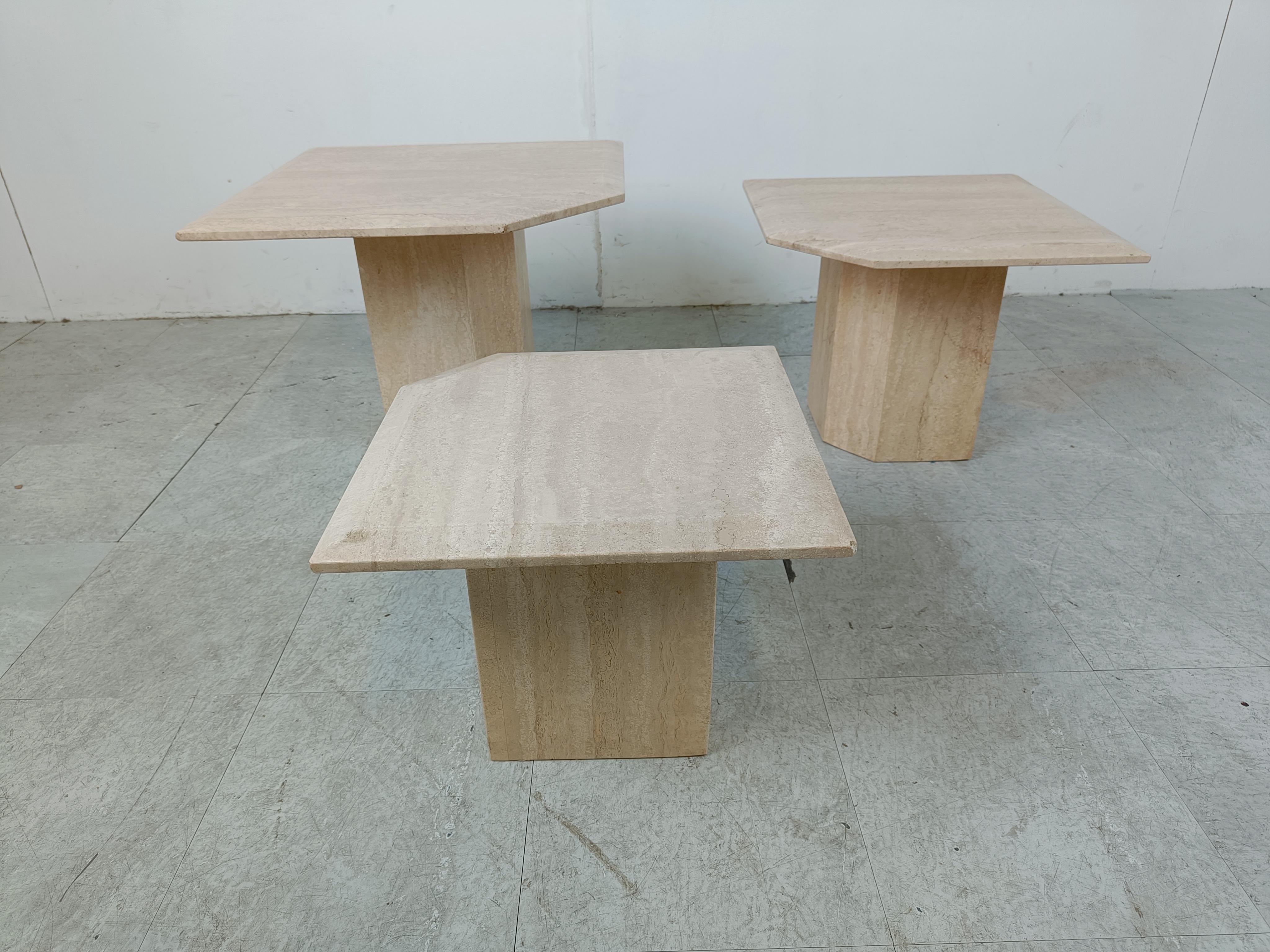 Mid-Century Modern Vintage travertine nesting tables or side tables, 1970s For Sale