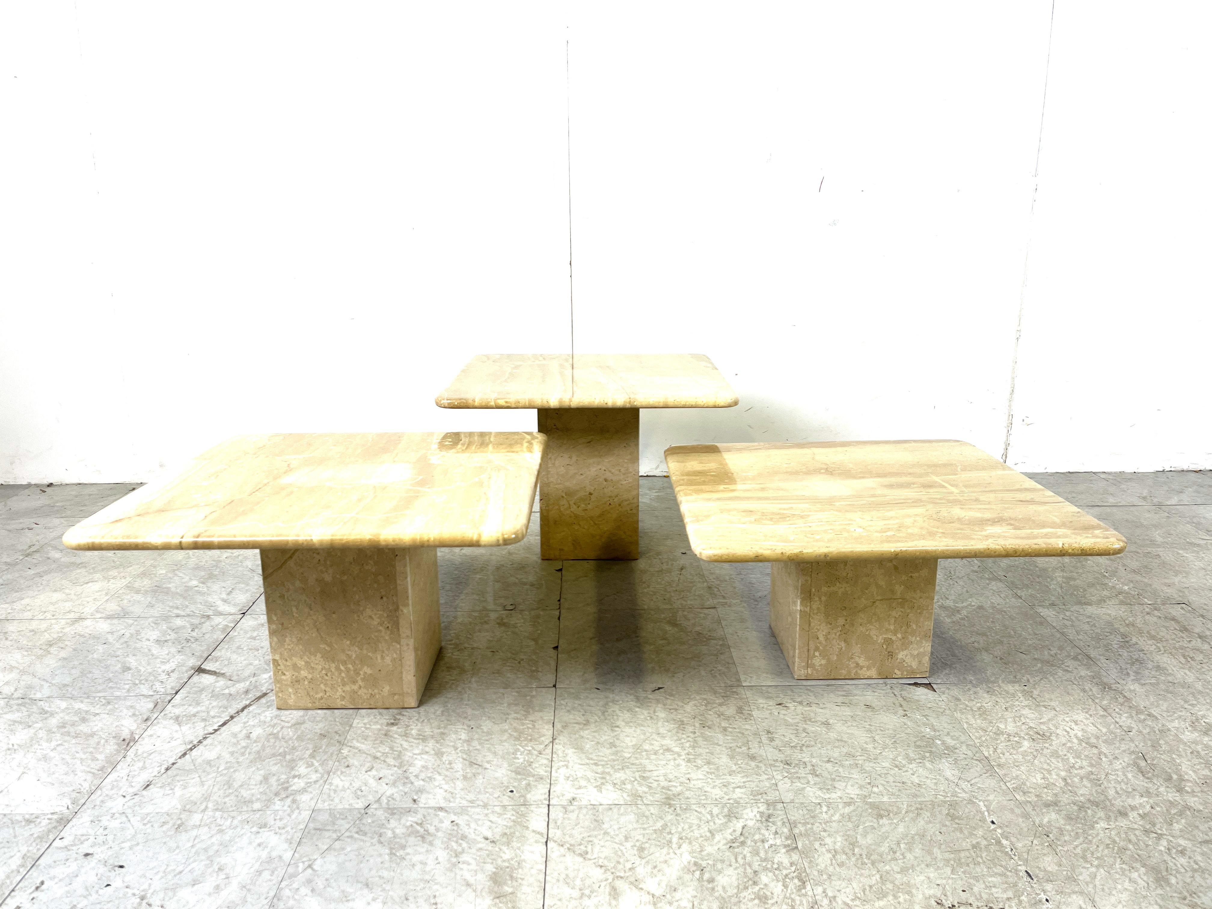 Mid-Century Modern Vintage travertine nesting tables or side tables, 1970s For Sale