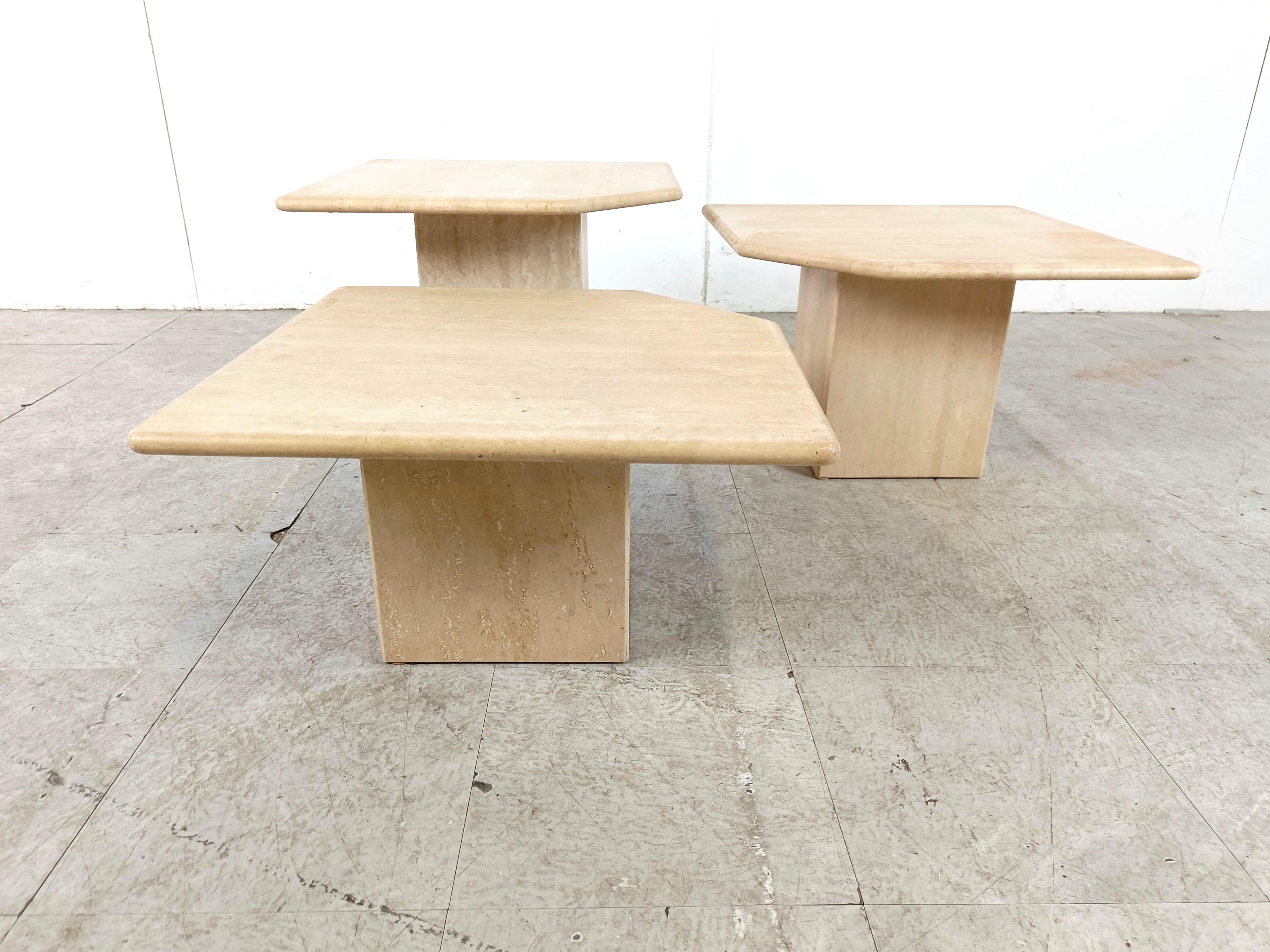 Italian Vintage travertine nesting tables or side tables, 1970s