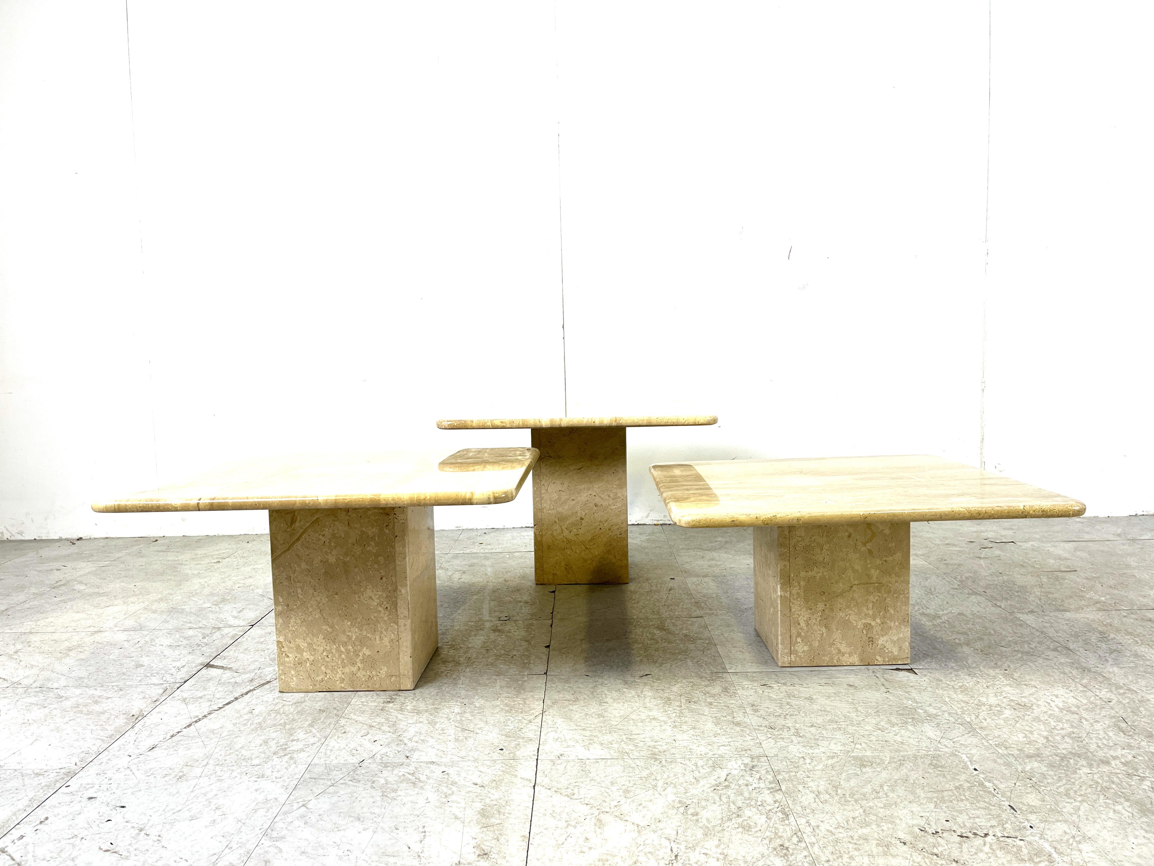Italian Vintage travertine nesting tables or side tables, 1970s For Sale