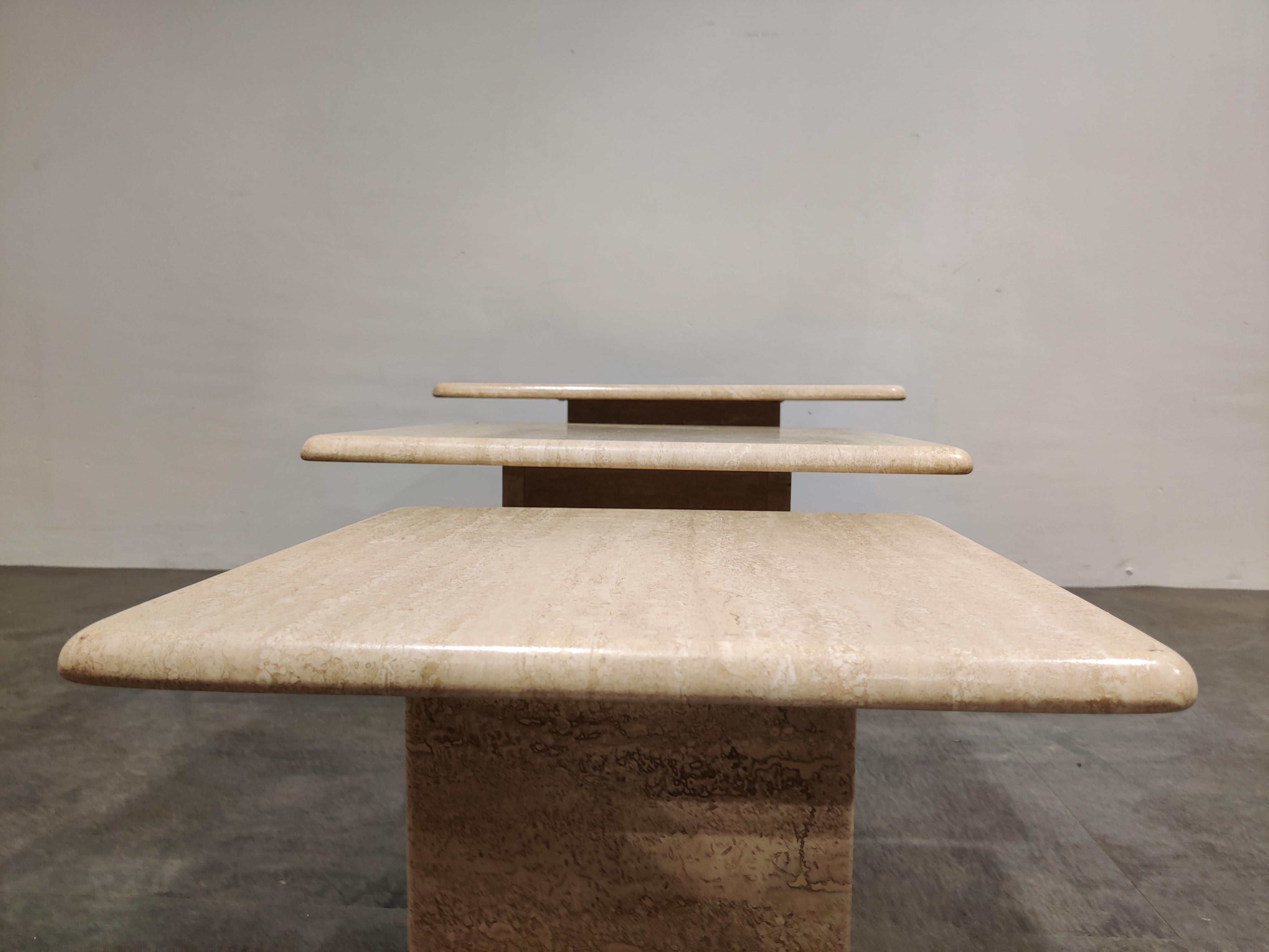 Vintage Travertine Nesting Tables or Side Tables, 1970s In Good Condition In HEVERLEE, BE