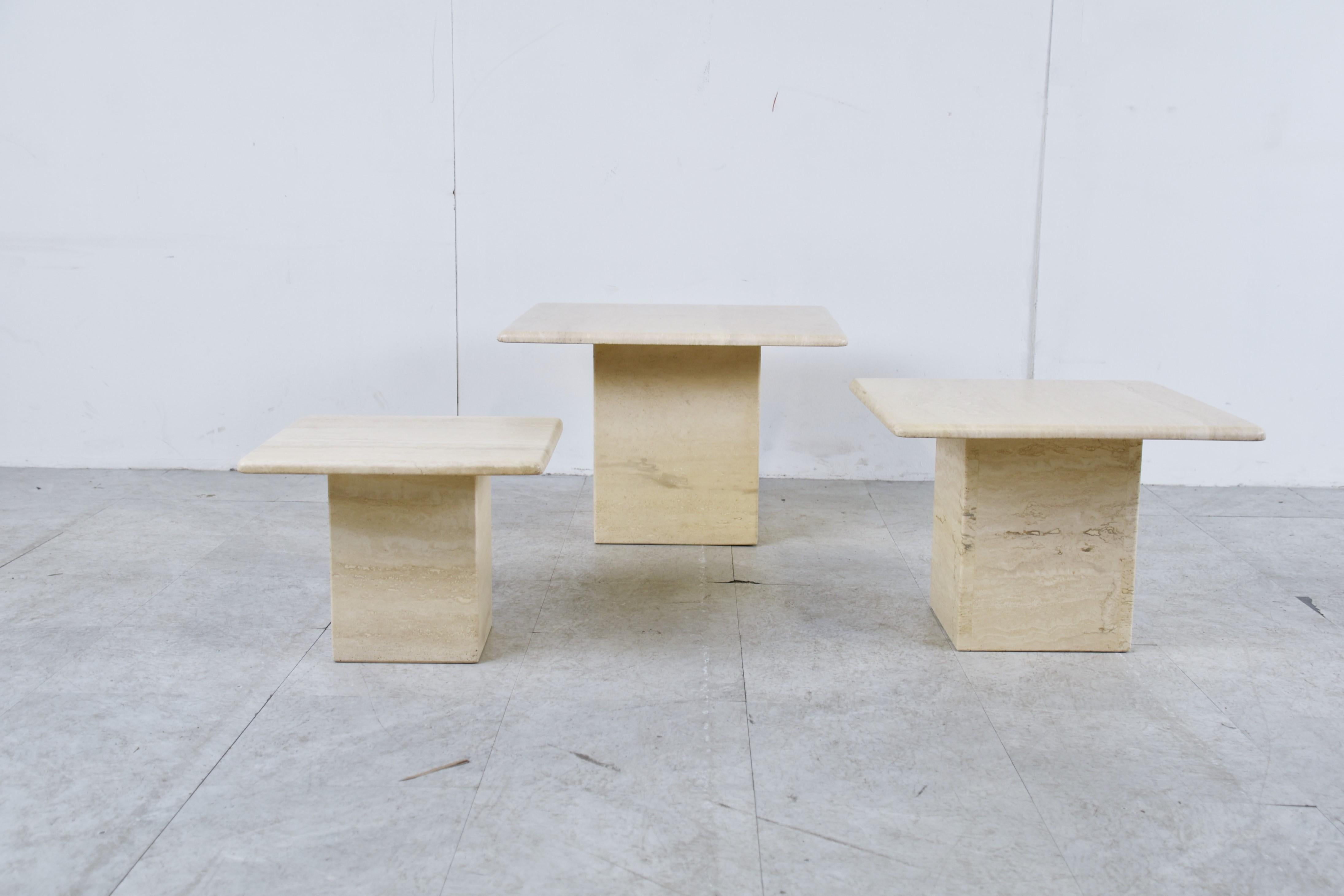 Late 20th Century Vintage travertine nesting tables or side tables, 1970s