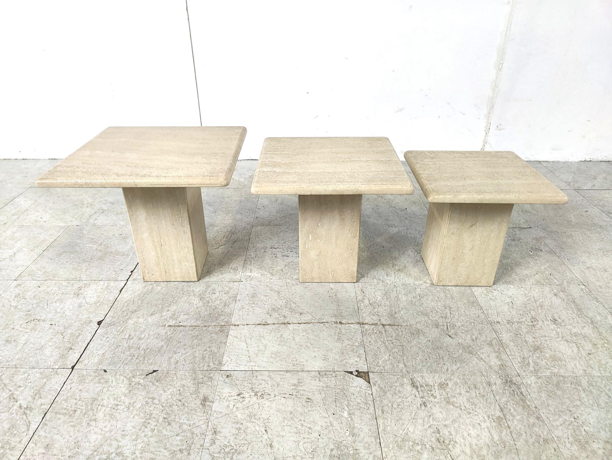 Late 20th Century Vintage travertine nesting tables or side tables, 1970s For Sale