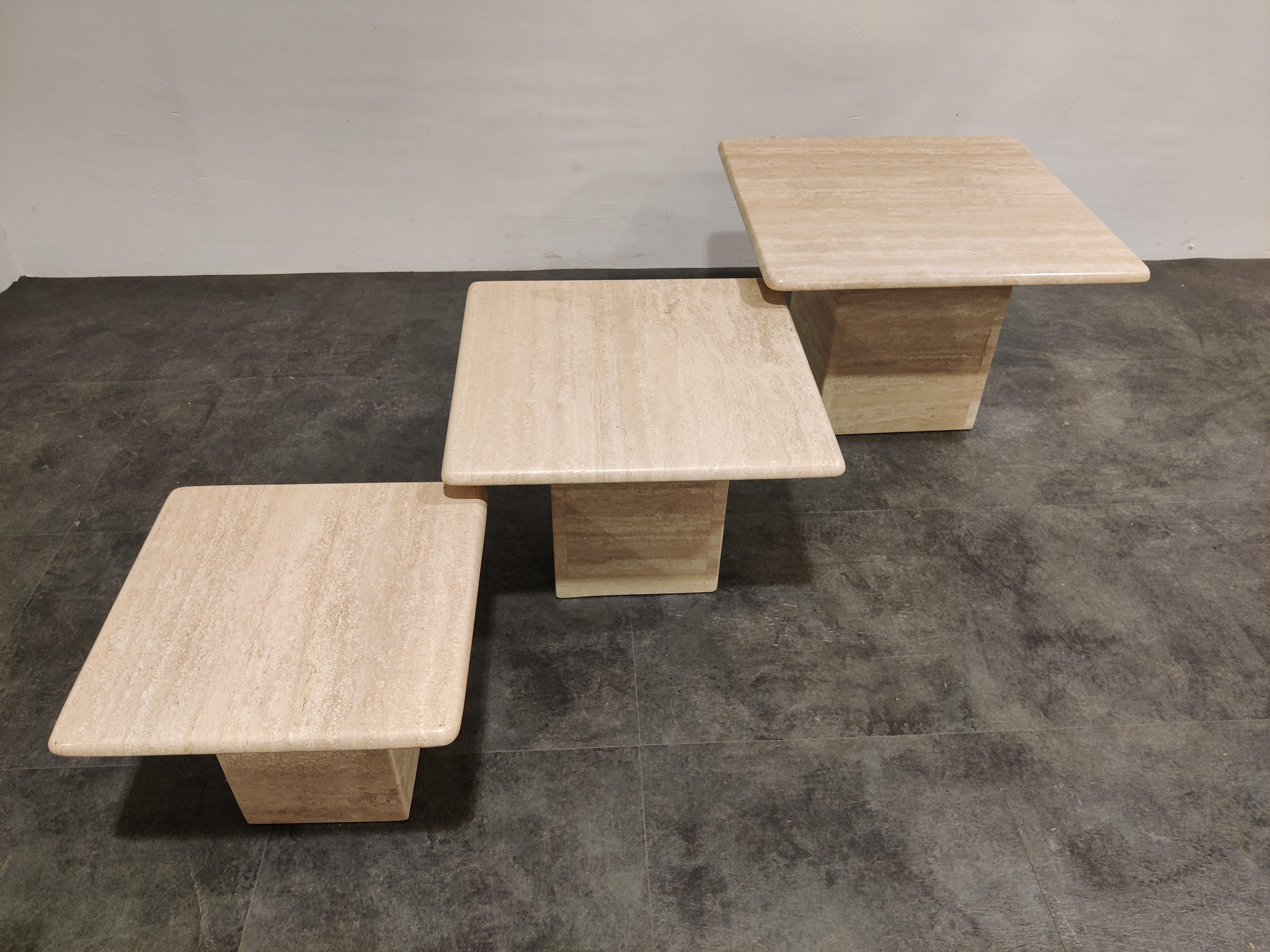 Late 20th Century Vintage Travertine Nesting Tables or Side Tables, 1970s