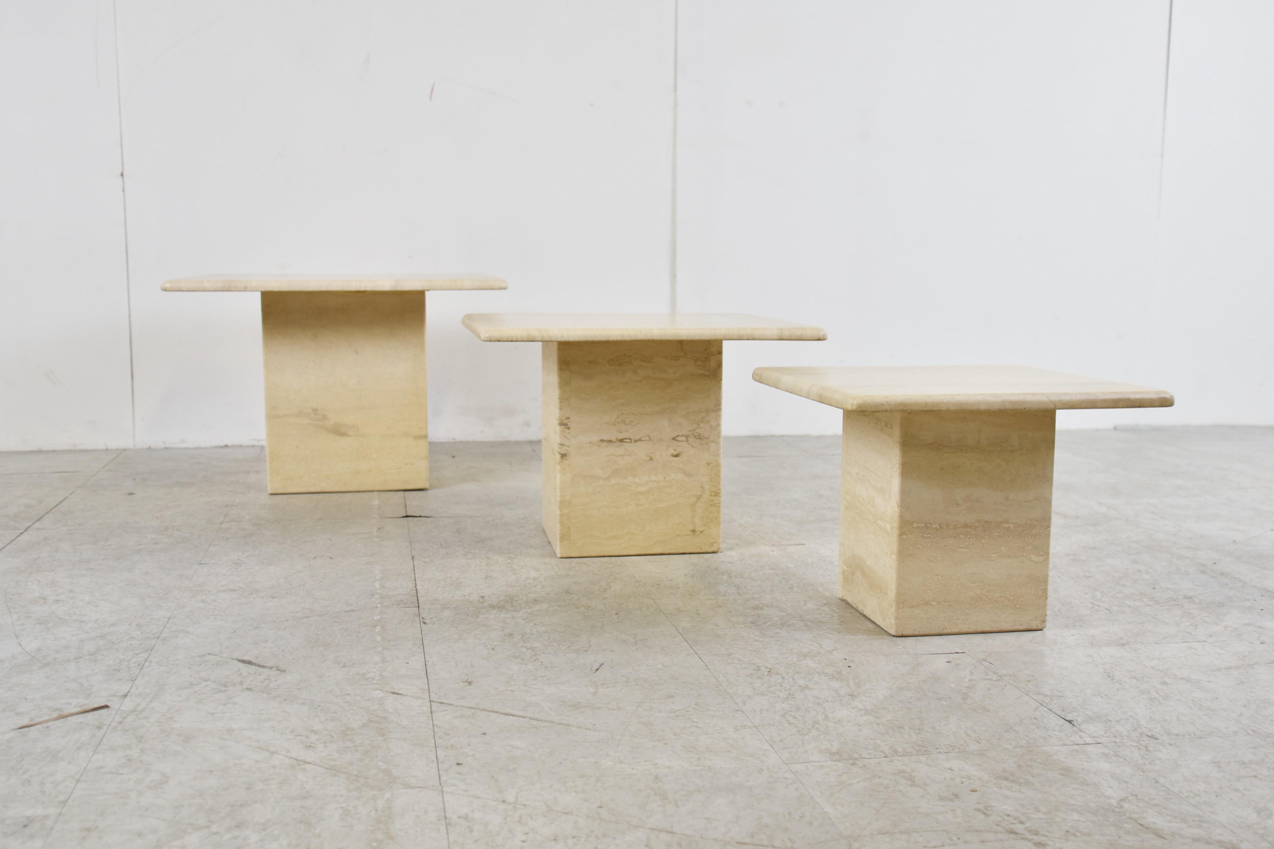 Travertine Vintage travertine nesting tables or side tables, 1970s