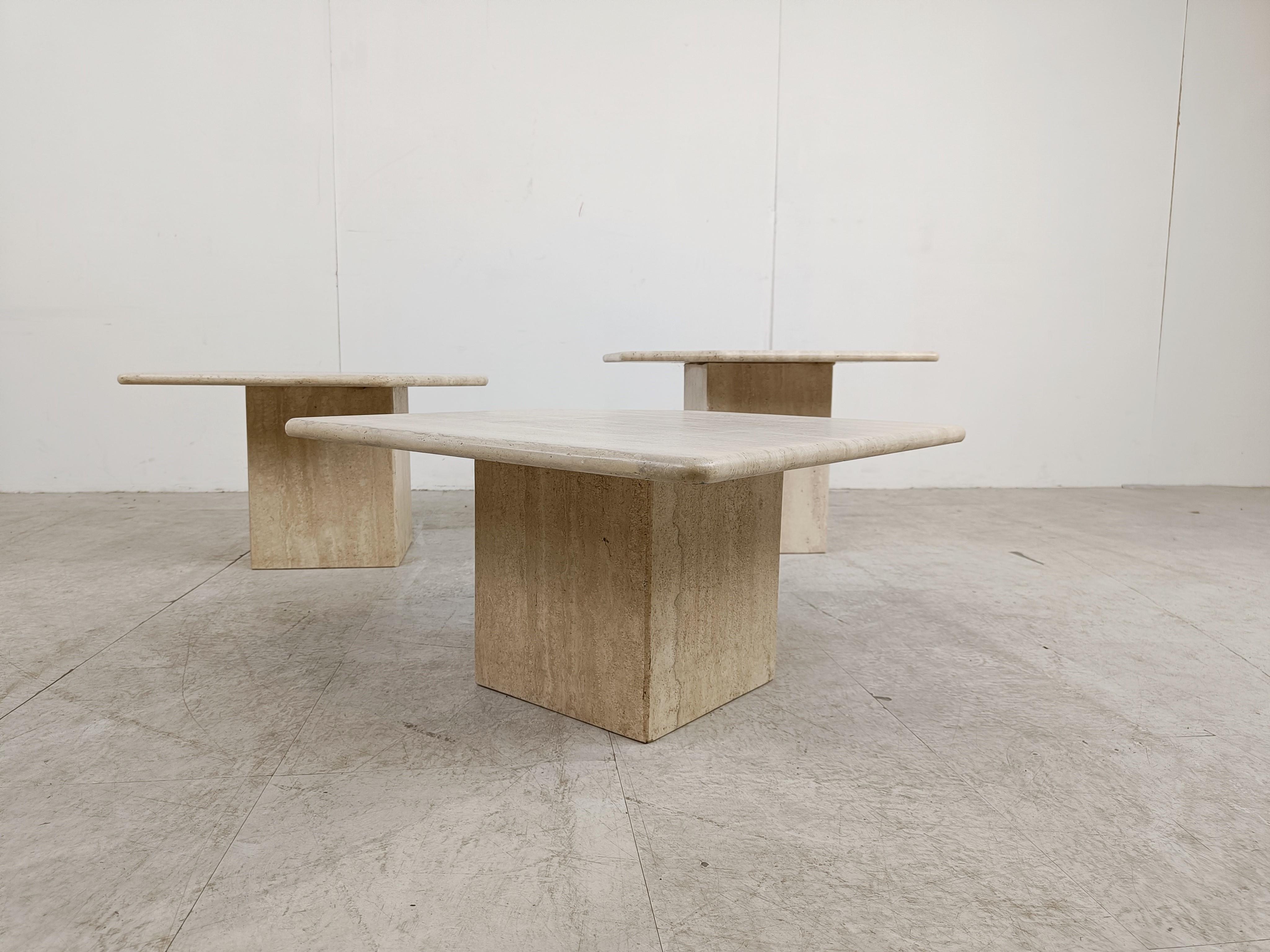 Late 20th Century Vintage travertine nesting tables or side tables, 1970s For Sale