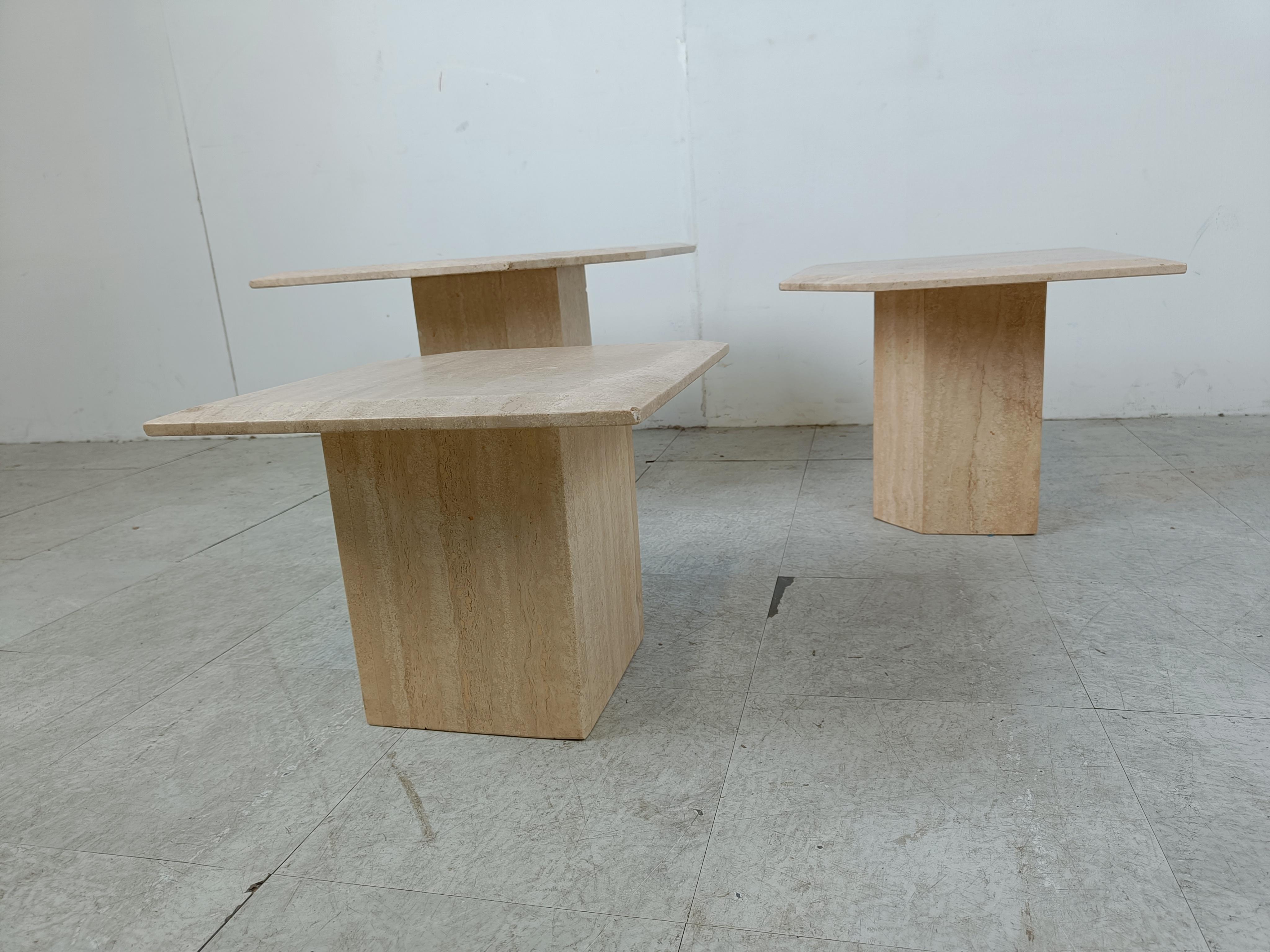 Late 20th Century Vintage travertine nesting tables or side tables, 1970s For Sale