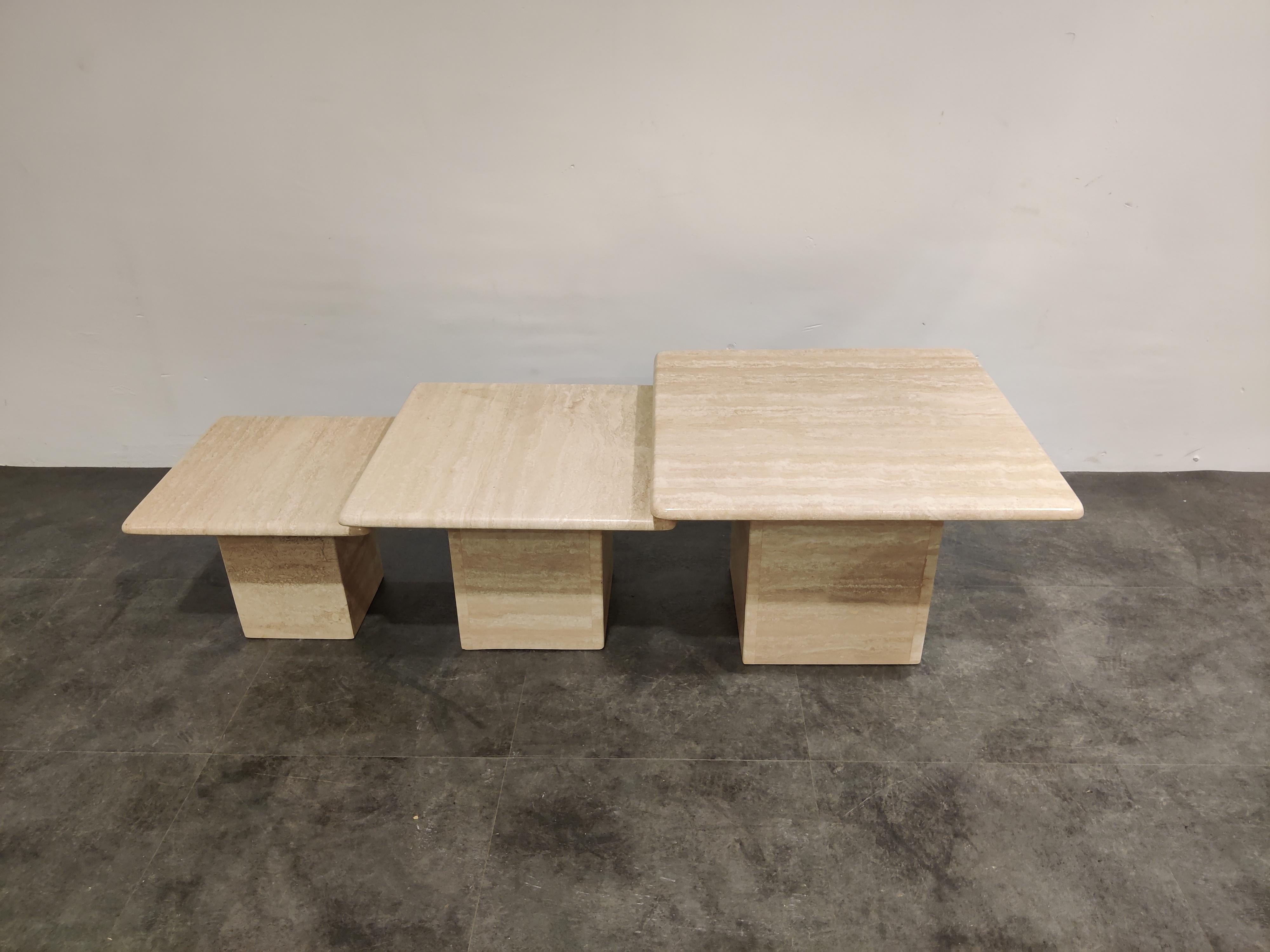 Vintage Travertine Nesting Tables or Side Tables, 1970s 1