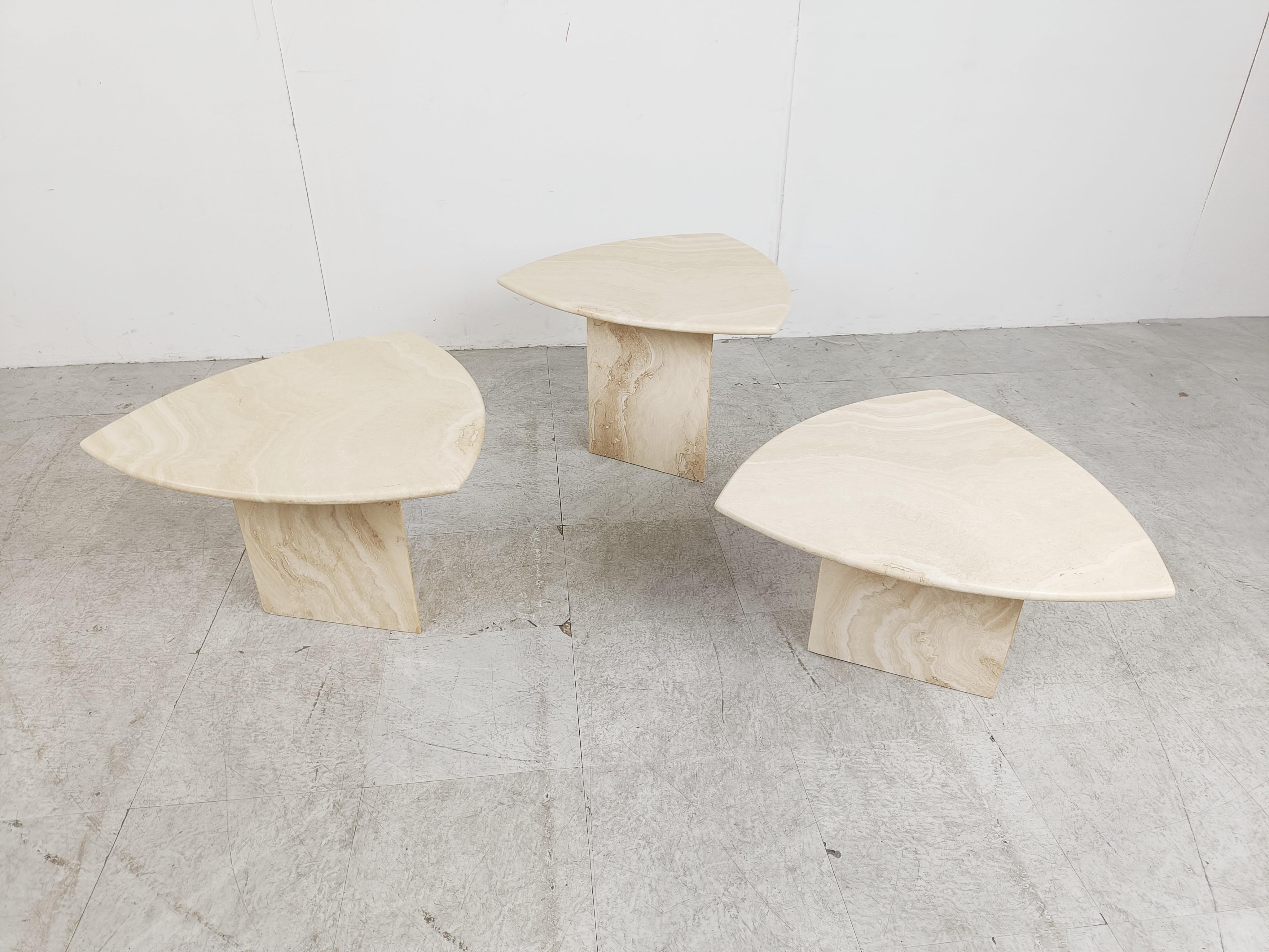 Vintage travertine nesting tables or side tables, 1970s 1