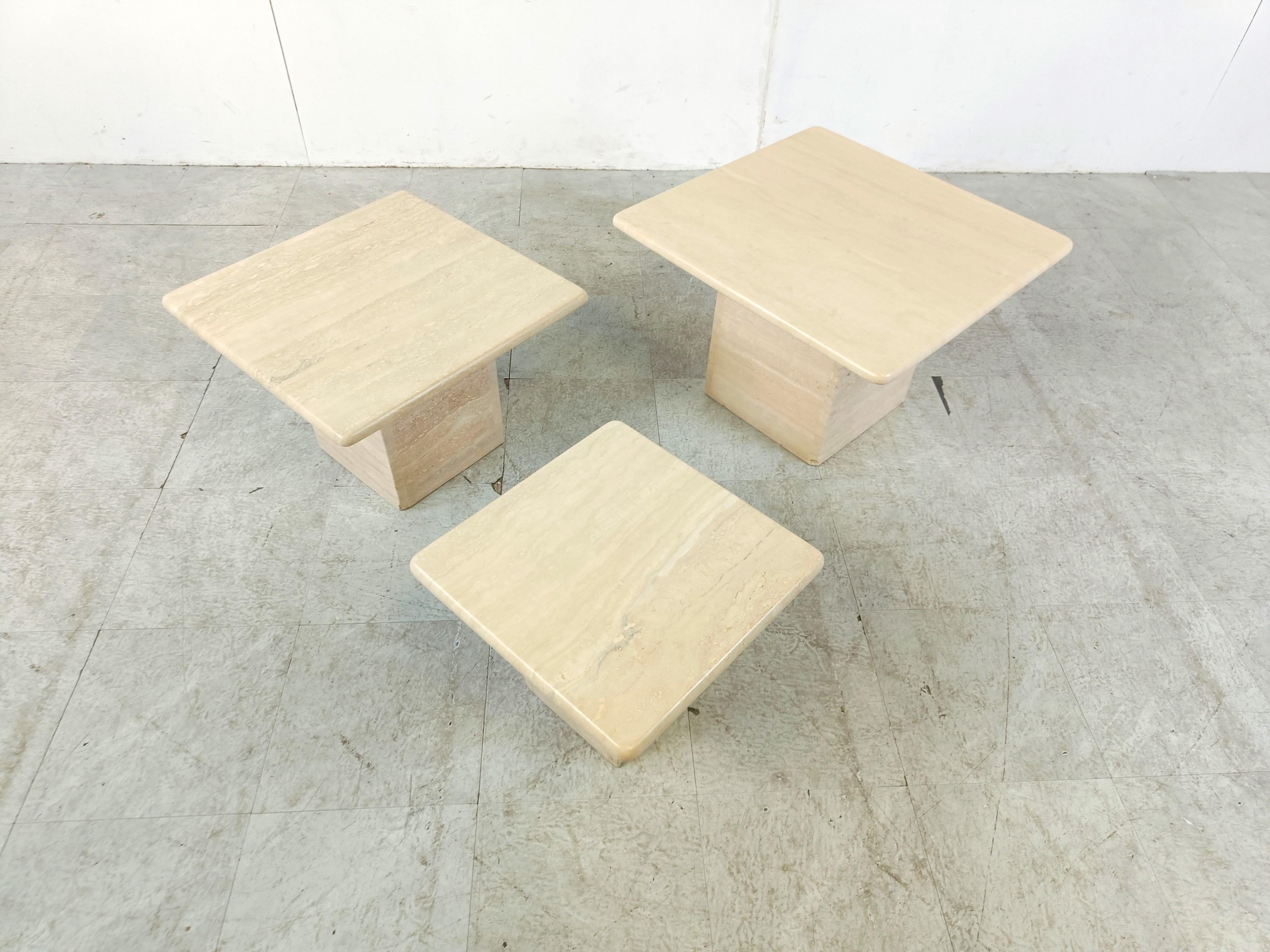 Vintage travertine nesting tables or side tables, 1970s 1
