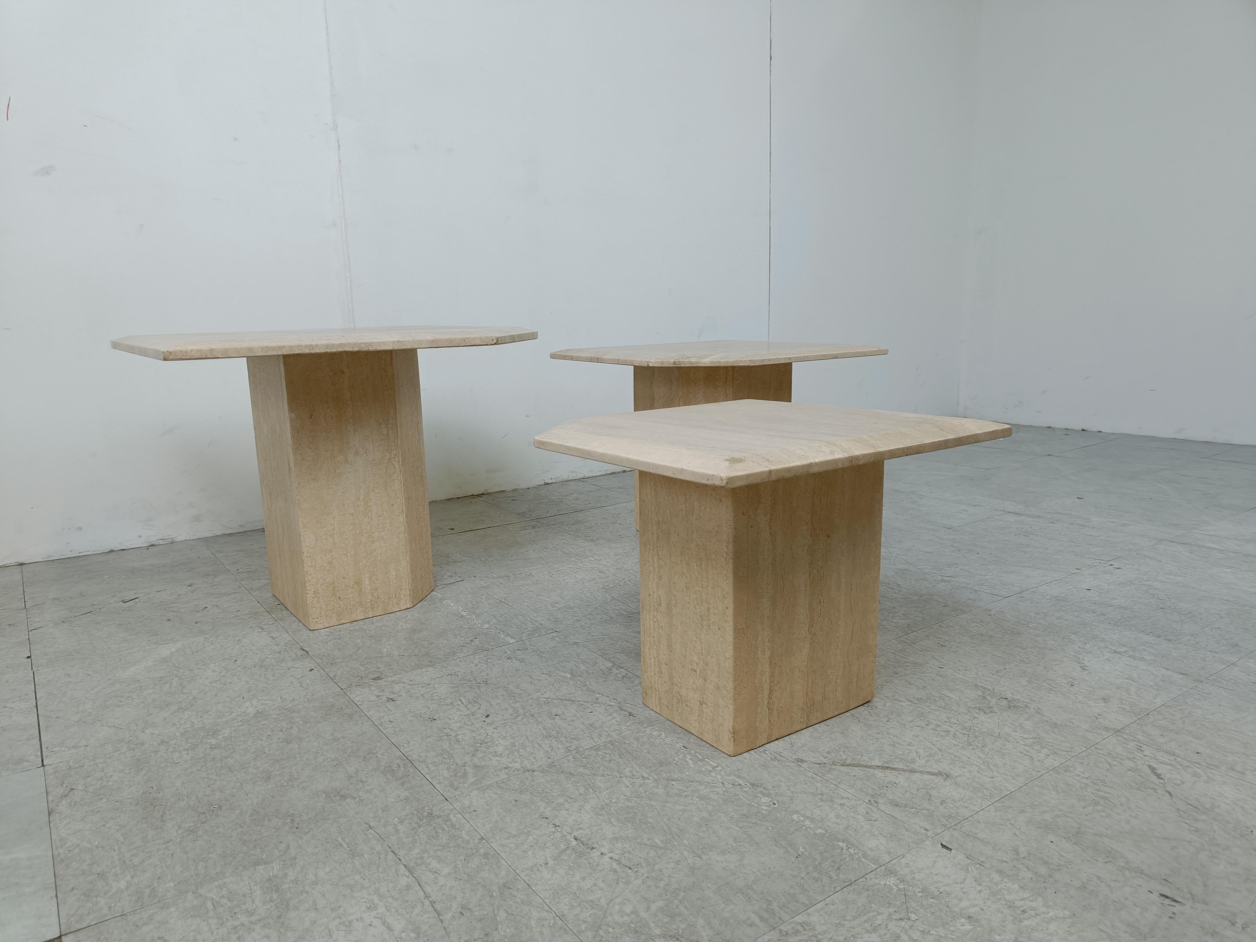 Vintage travertine nesting tables or side tables, 1970s 1