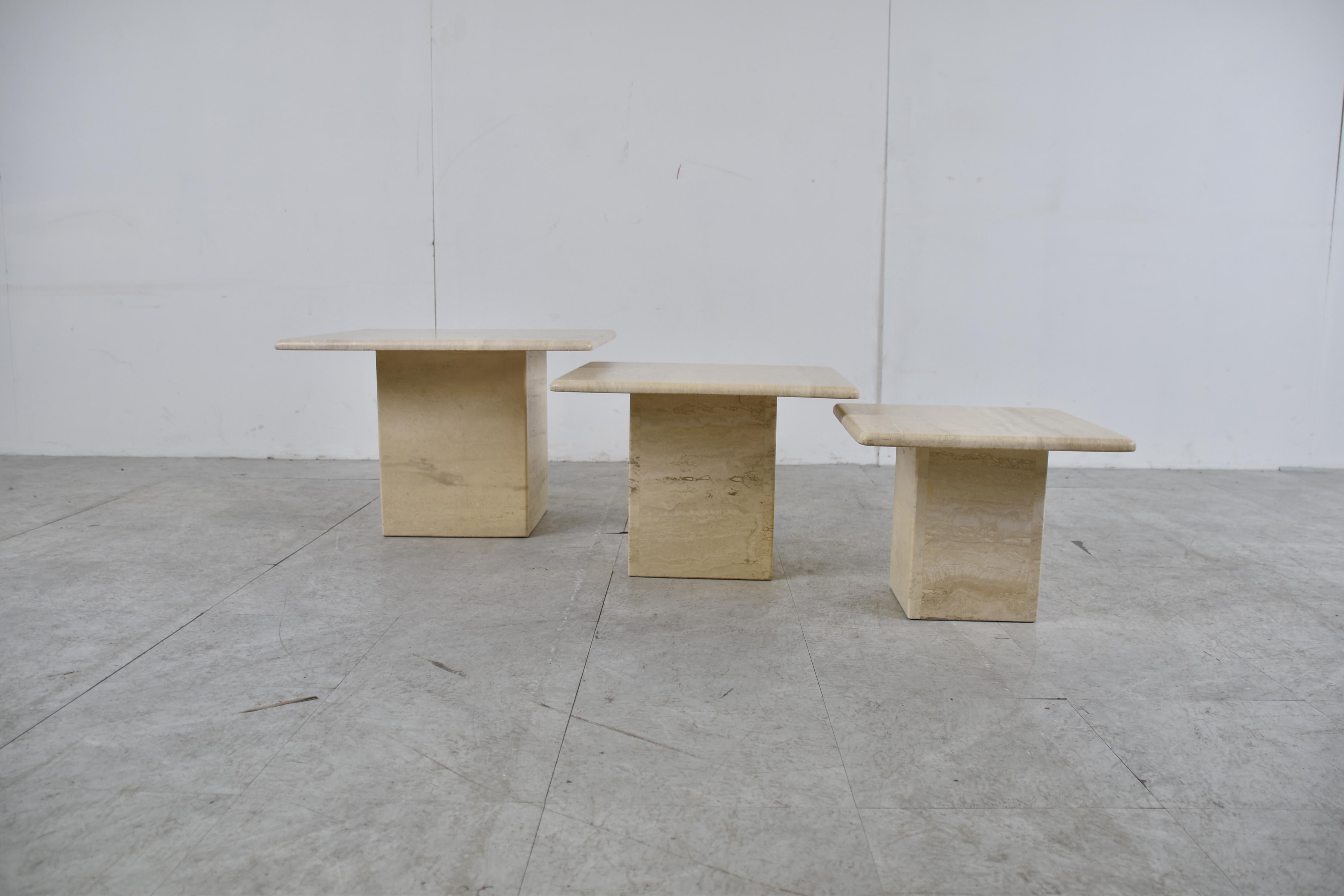 Vintage travertine nesting tables or side tables, 1970s 3