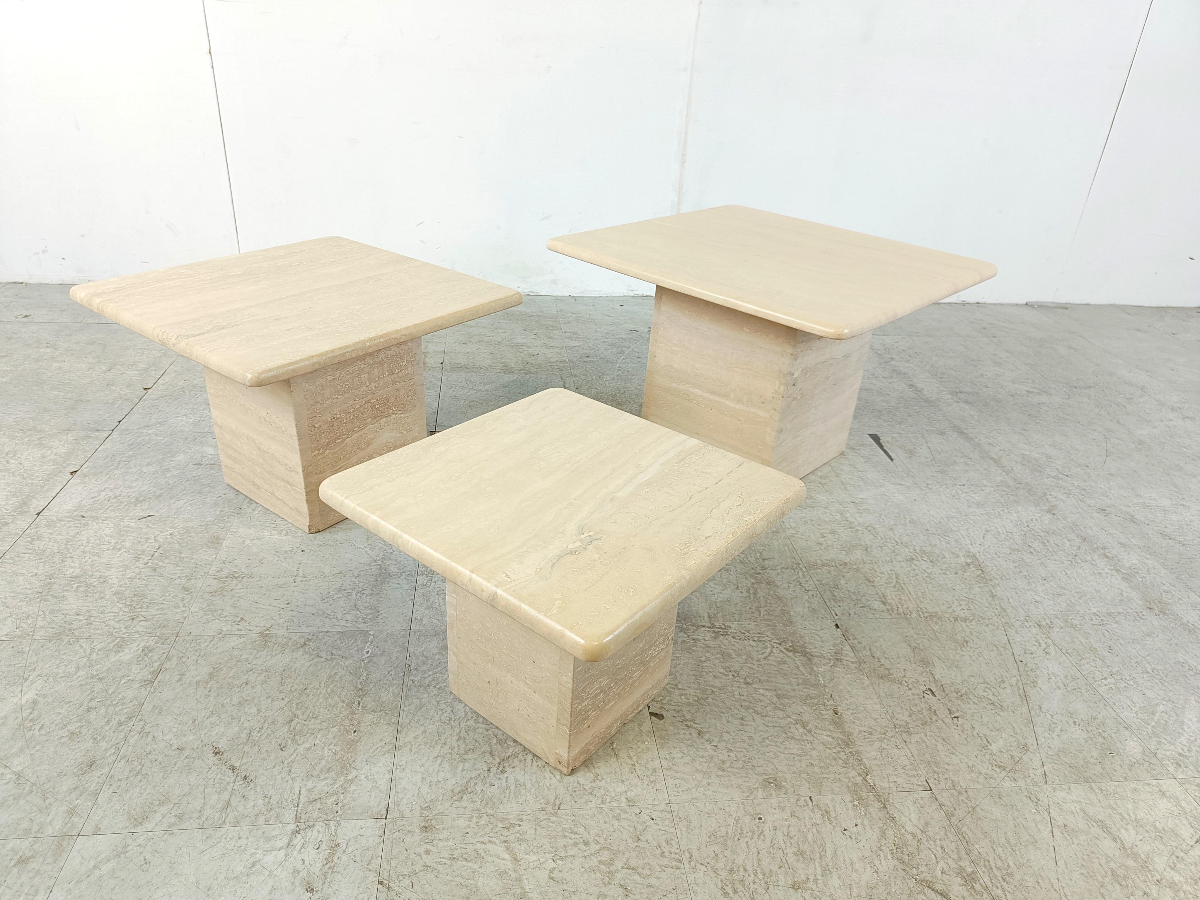 Vintage travertine nesting tables or side tables, 1970s 2