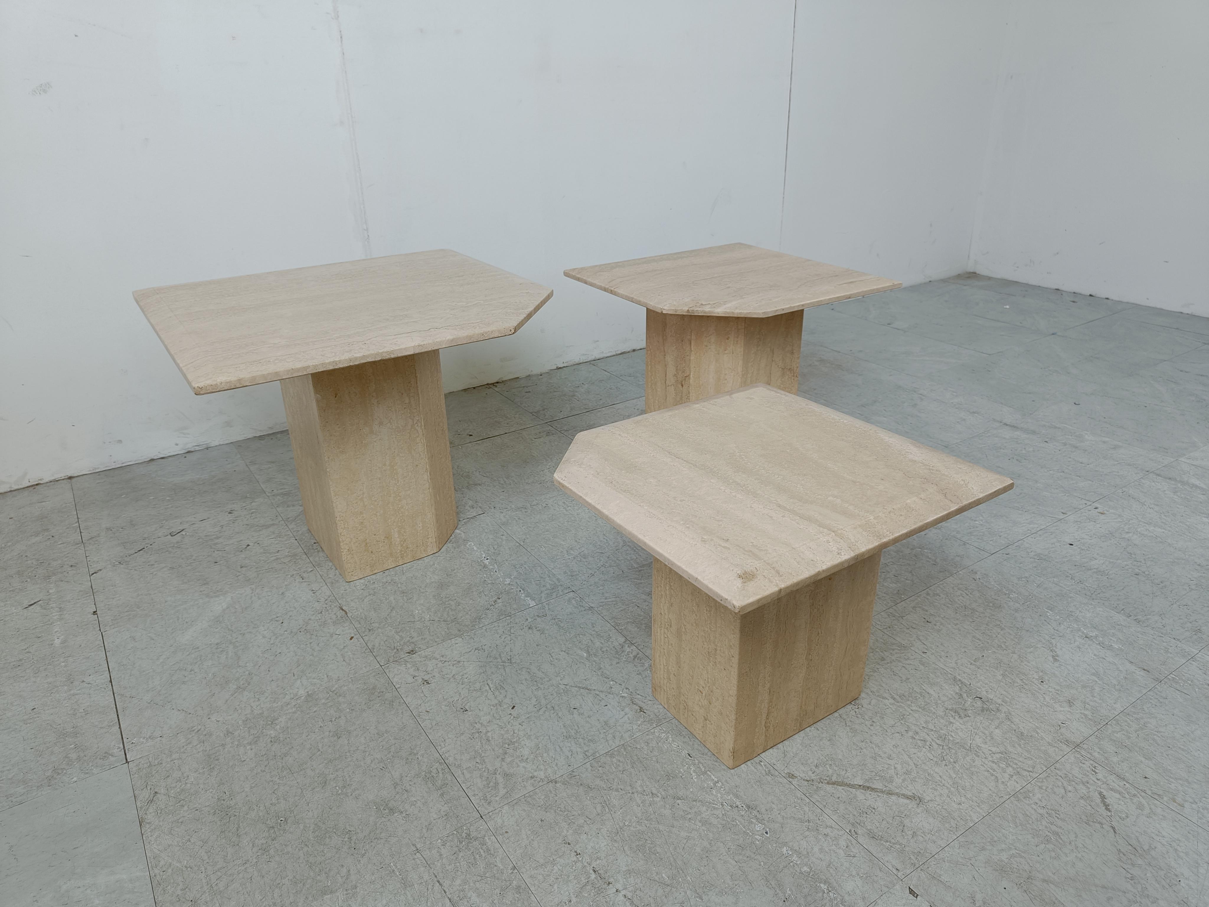 Vintage travertine nesting tables or side tables, 1970s 2