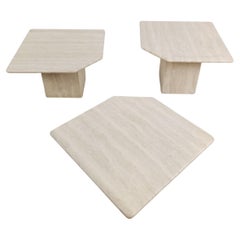 Retro travertine nesting tables or side tables, 1970s
