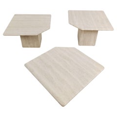 Vintage travertine nesting tables or side tables, 1970s