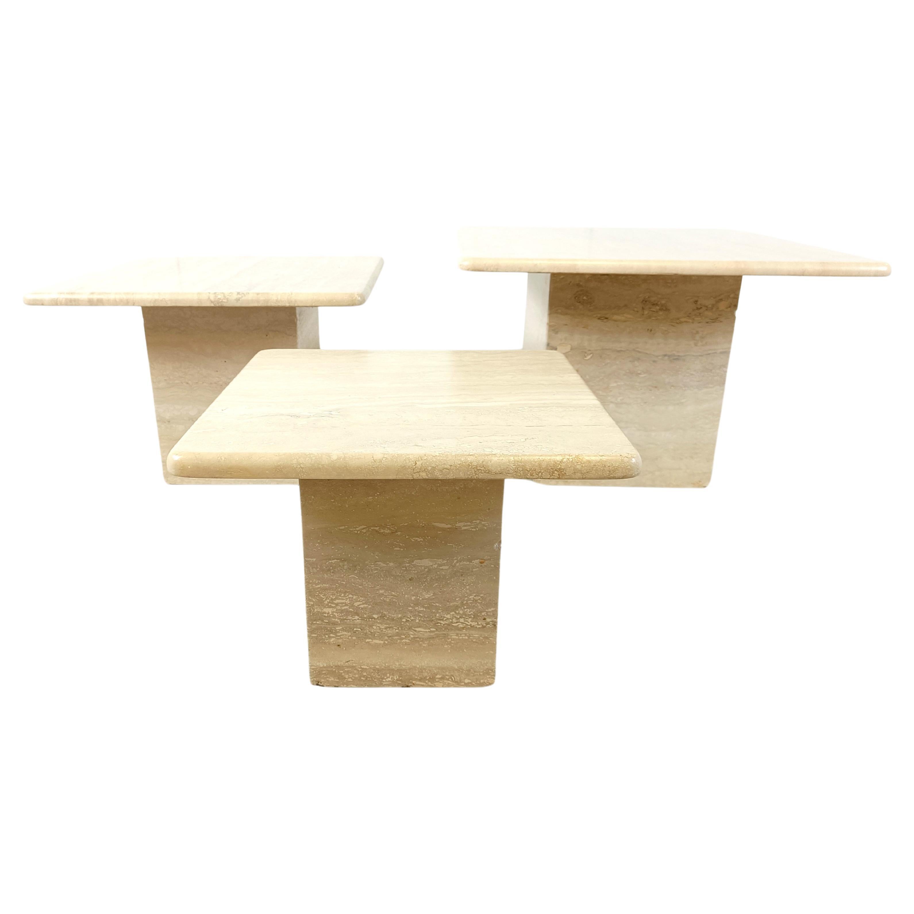 Vintage travertine nesting tables or side tables, 1970s